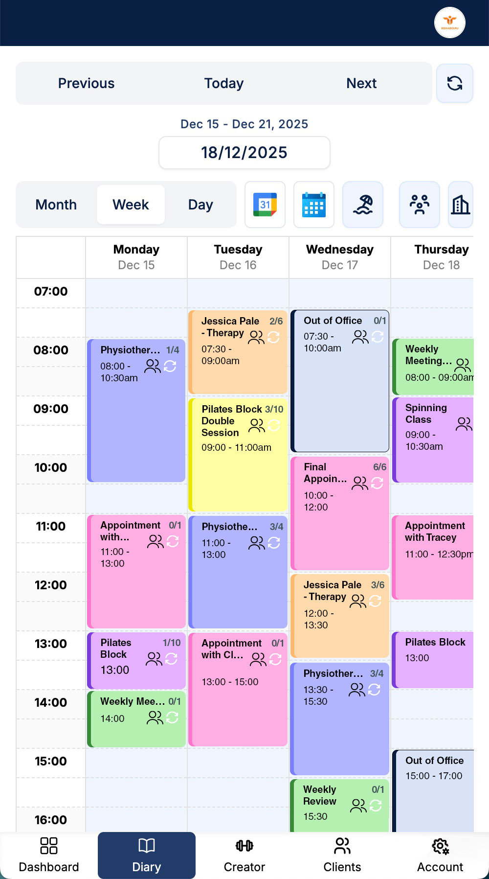 Calendar view