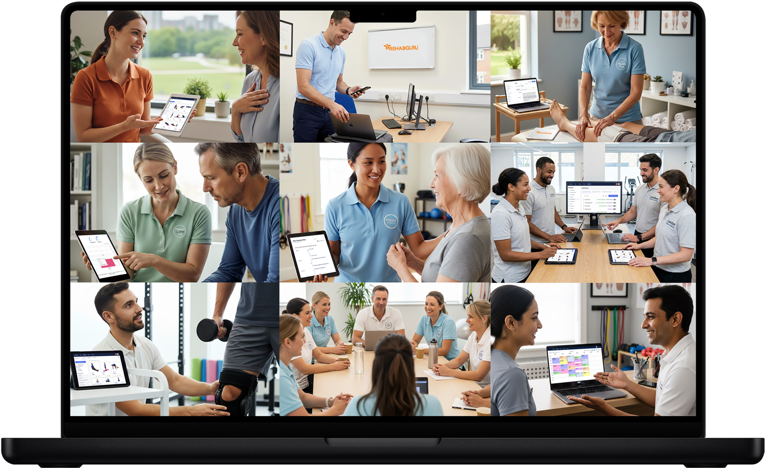 Happy therapists working in a clinic