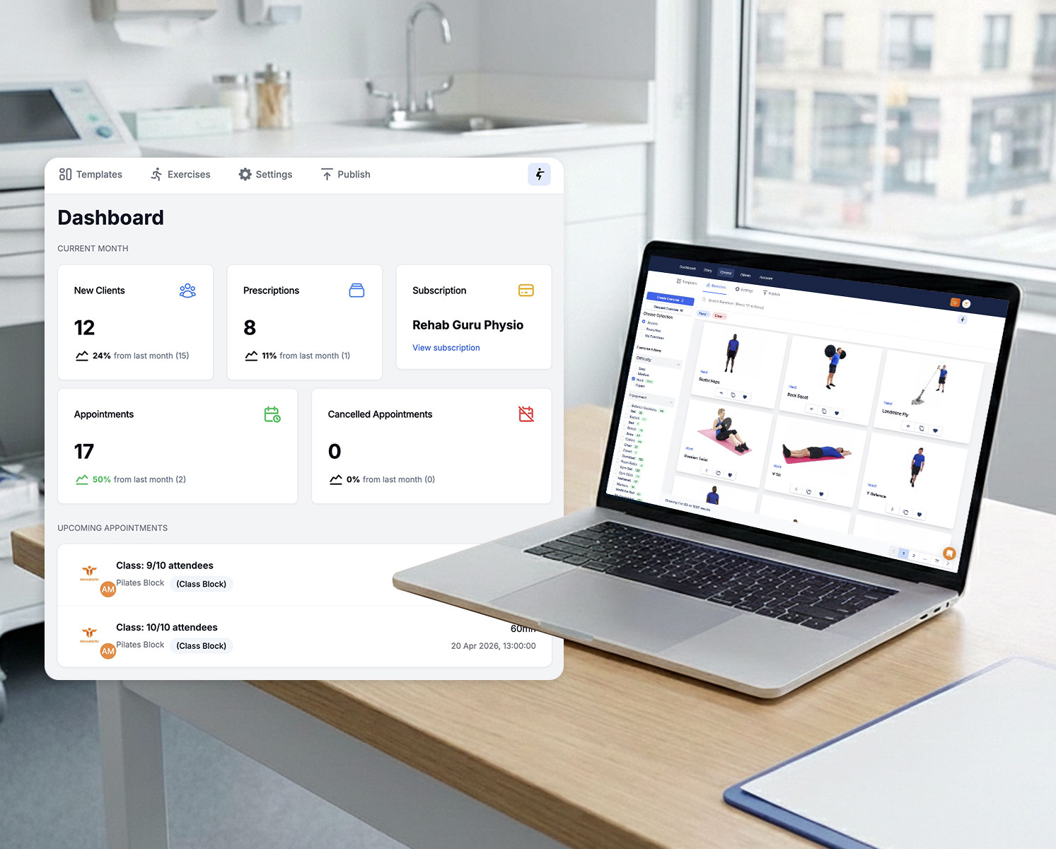 Laptop with Clinic Software on screen in a clinic room