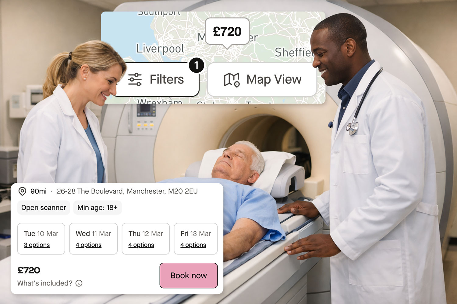 Doctors with a patient on an MRI Scanning machine