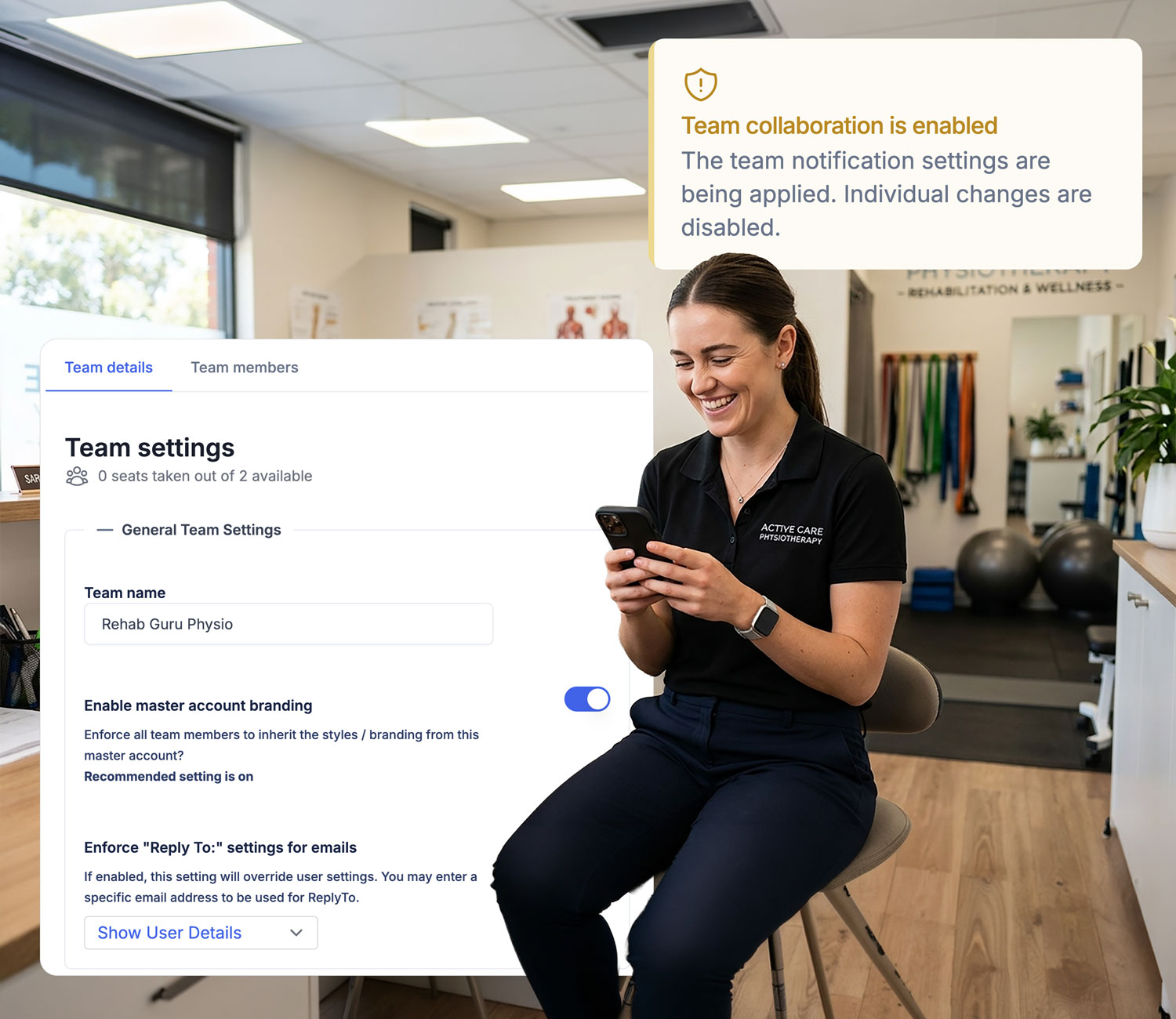 Clinic Guru settings for Team Management