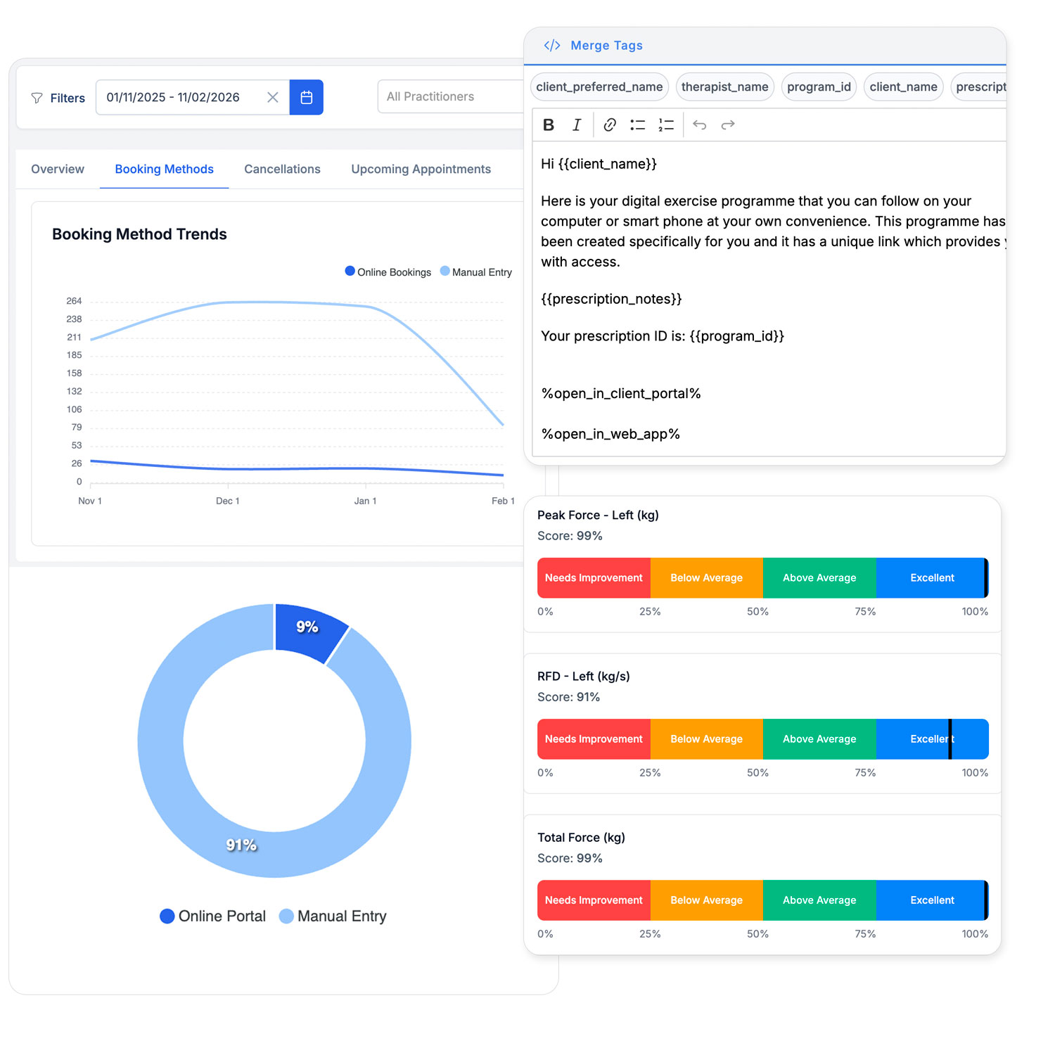 Exercises on a mobile using Clinic Guru Software