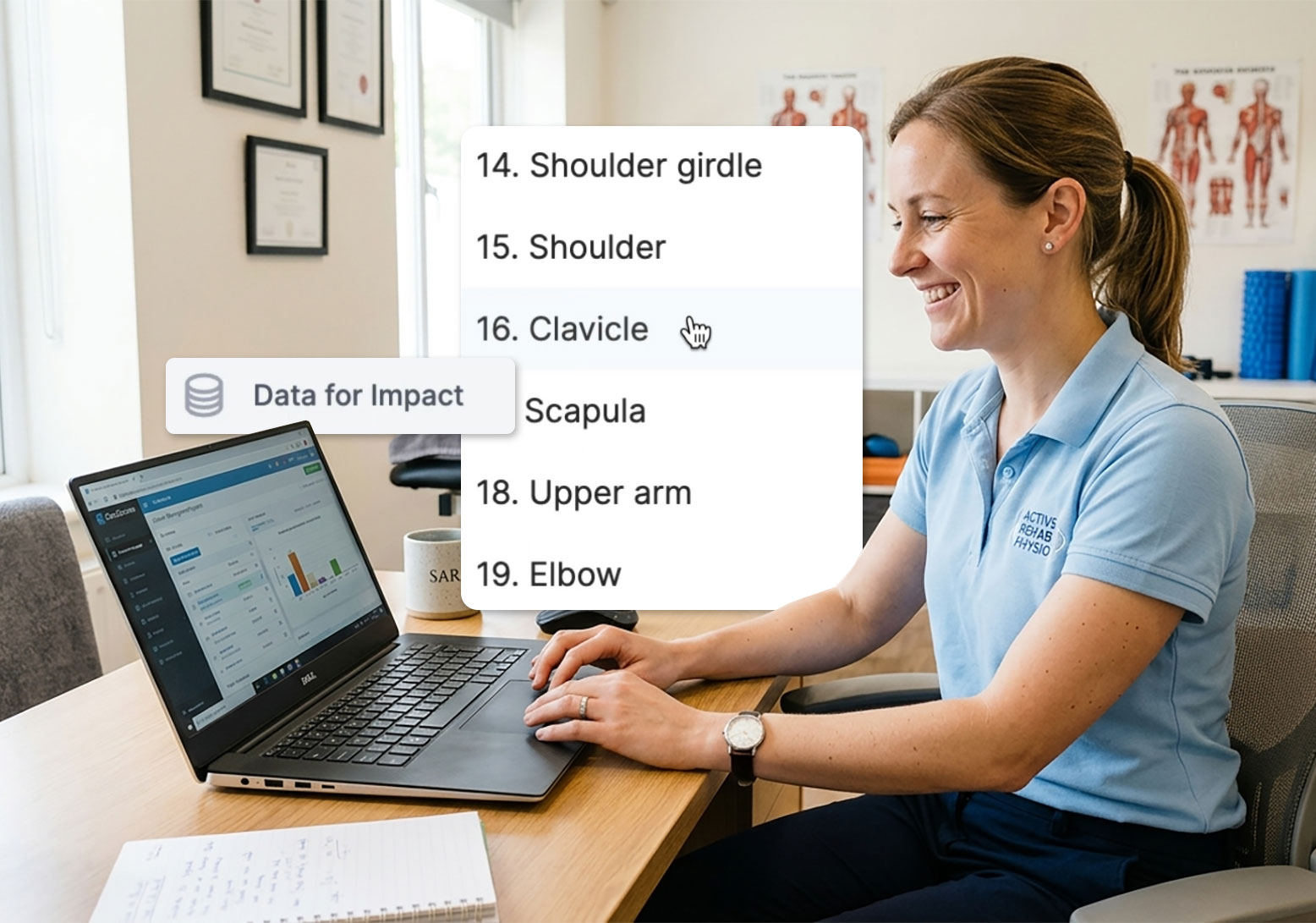 Physiotherapist using Data For Impact with Physio First