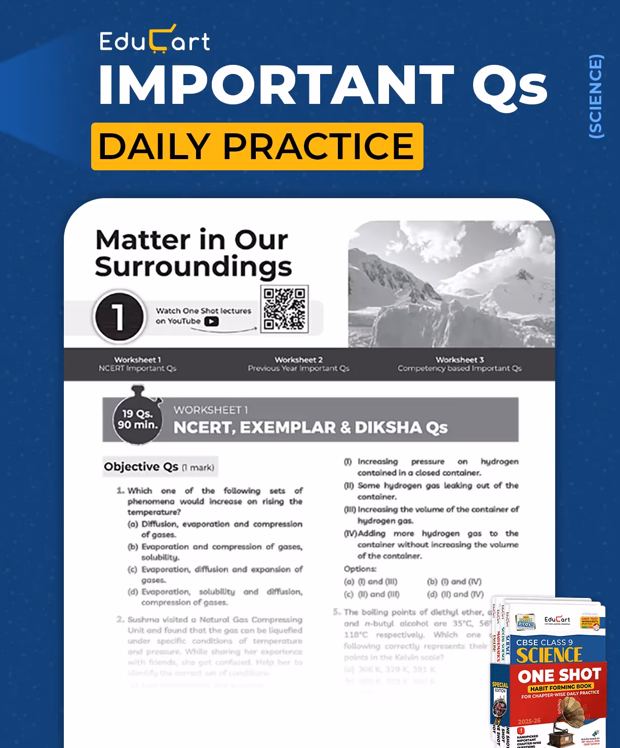 Educart CBSE Class 9 One Shot Question Bank 2025-26 Science, Mathematics, Social Science and English (Updated for 2026 Exam) 4 Book Bundle