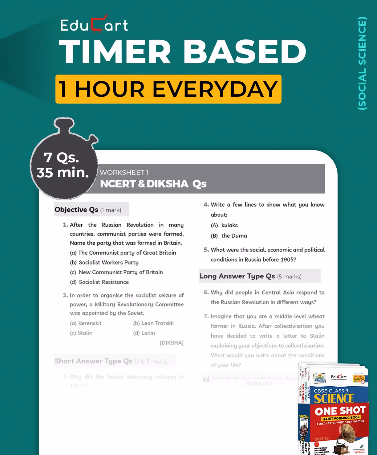 Educart CBSE Class 9 One Shot Question Bank 2025-26 Science, Mathematics, Social Science and English (Updated for 2026 Exam) 4 Book Bundle