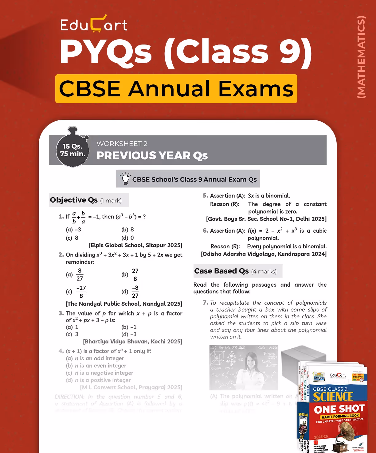 Educart CBSE Class 9 One Shot Question Bank 2025-26 Science, Mathematics, Social Science and English (Updated for 2026 Exam) 4 Book Bundle