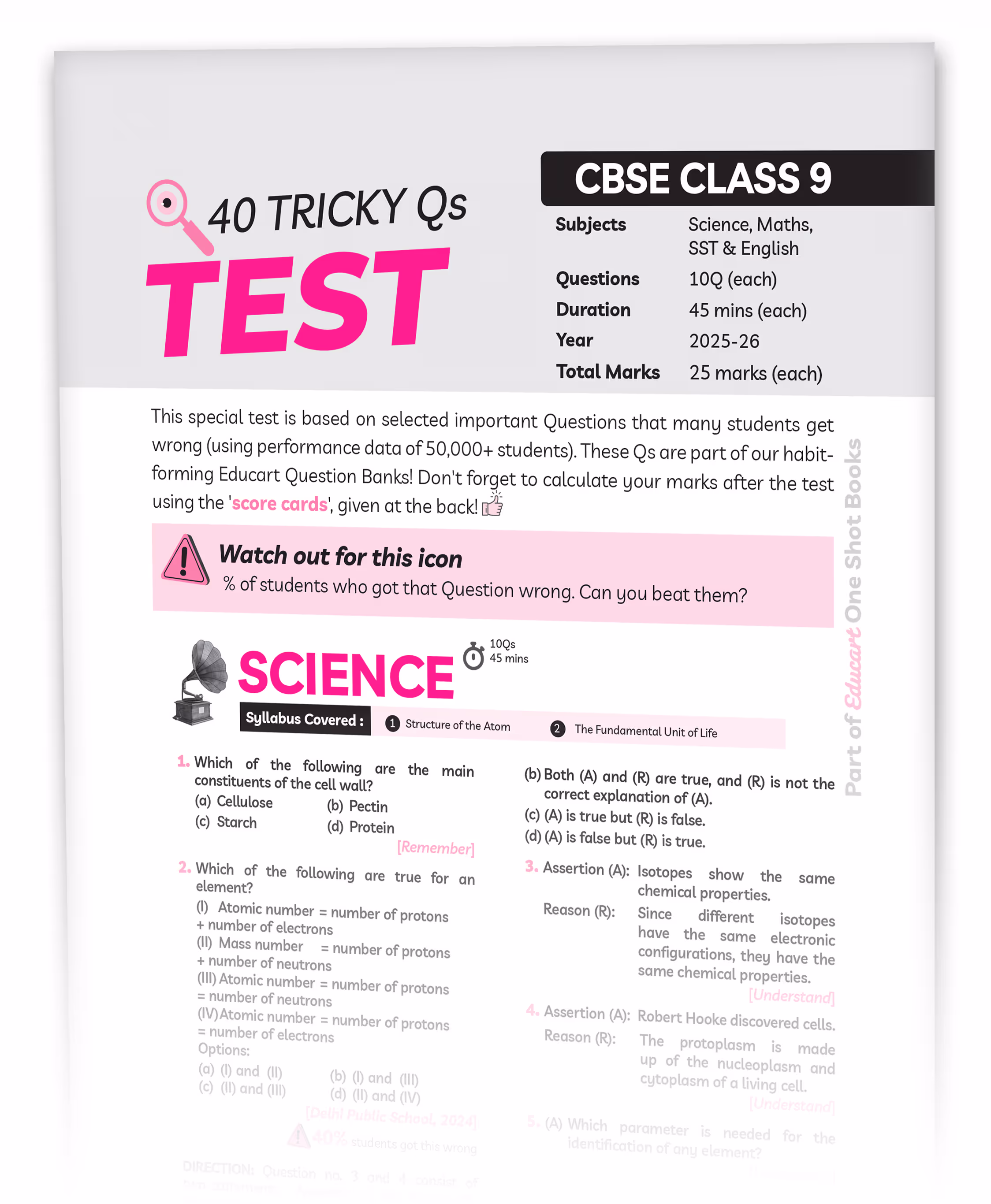 Educart CBSE Class 9 Free One Shot Test Yourself Booklet 2025-26