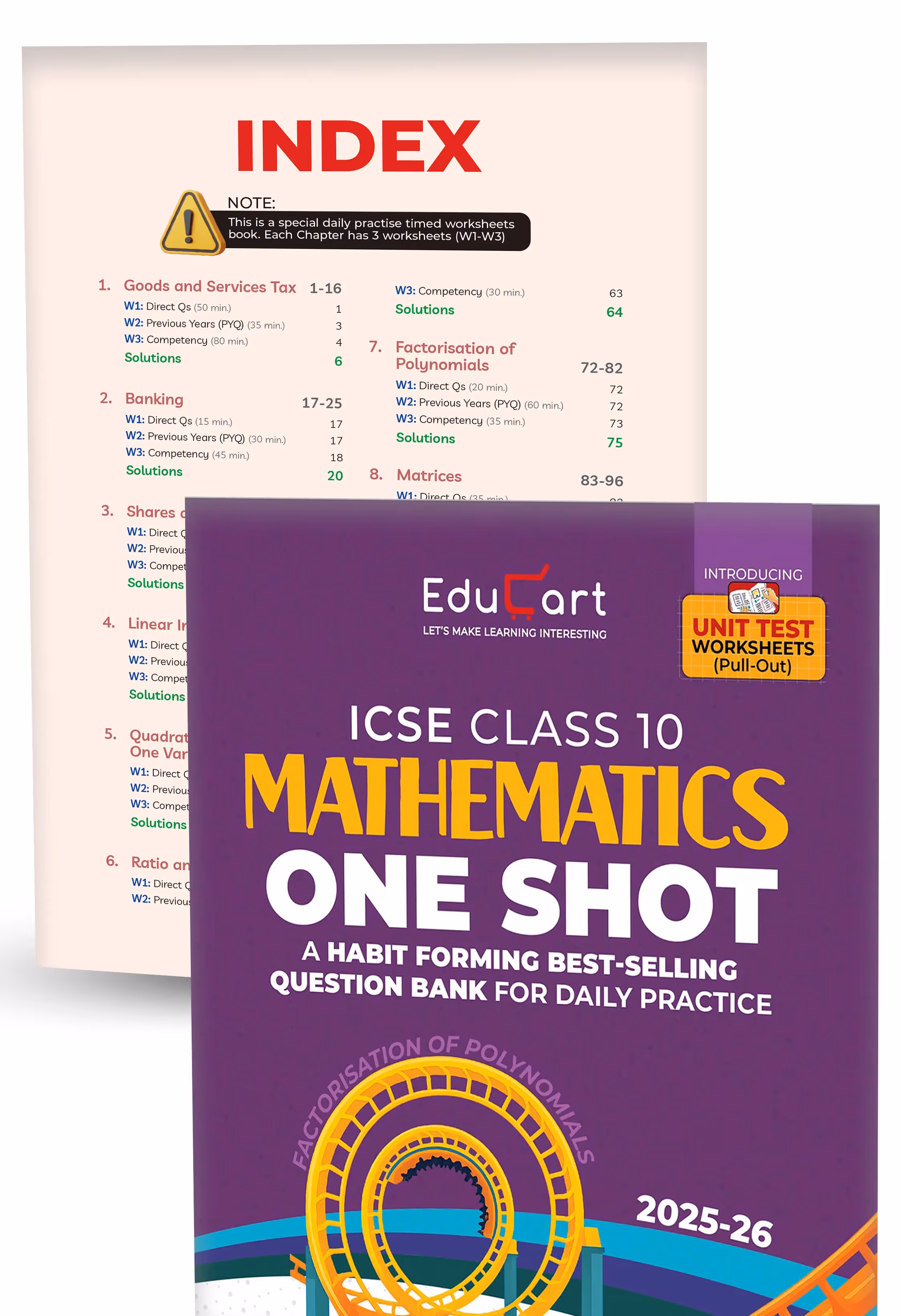 Educart ICSE Class 10 One Shot Question Bank 2026 | Physics, Chemistry, Mathematics and Biology (Set of 4 Books) For 2025-26 Exam