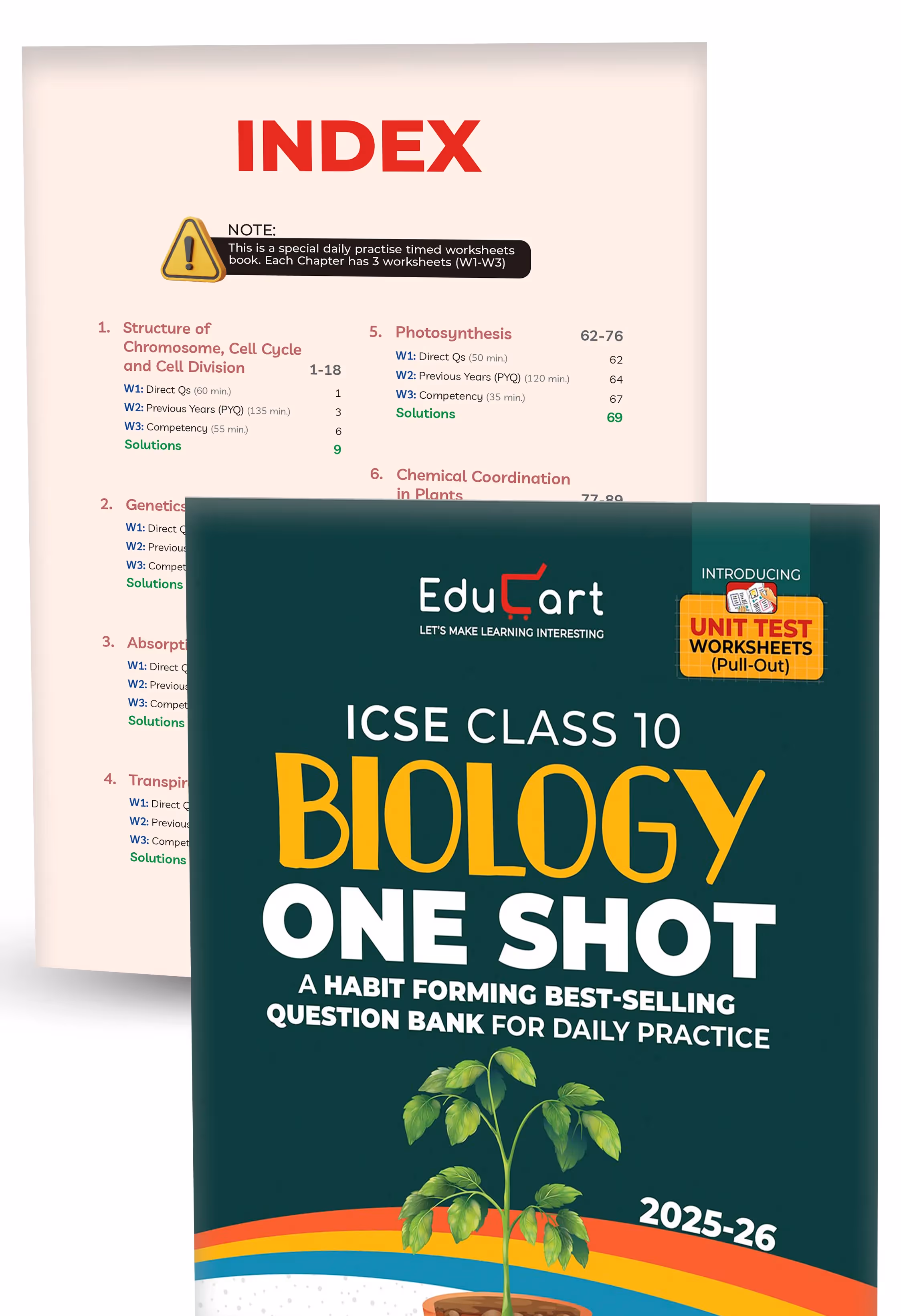 Educart ICSE Class 10 One Shot Question Bank 2026 | Physics, Chemistry, Mathematics and Biology (Set of 4 Books) For 2025-26 Exam