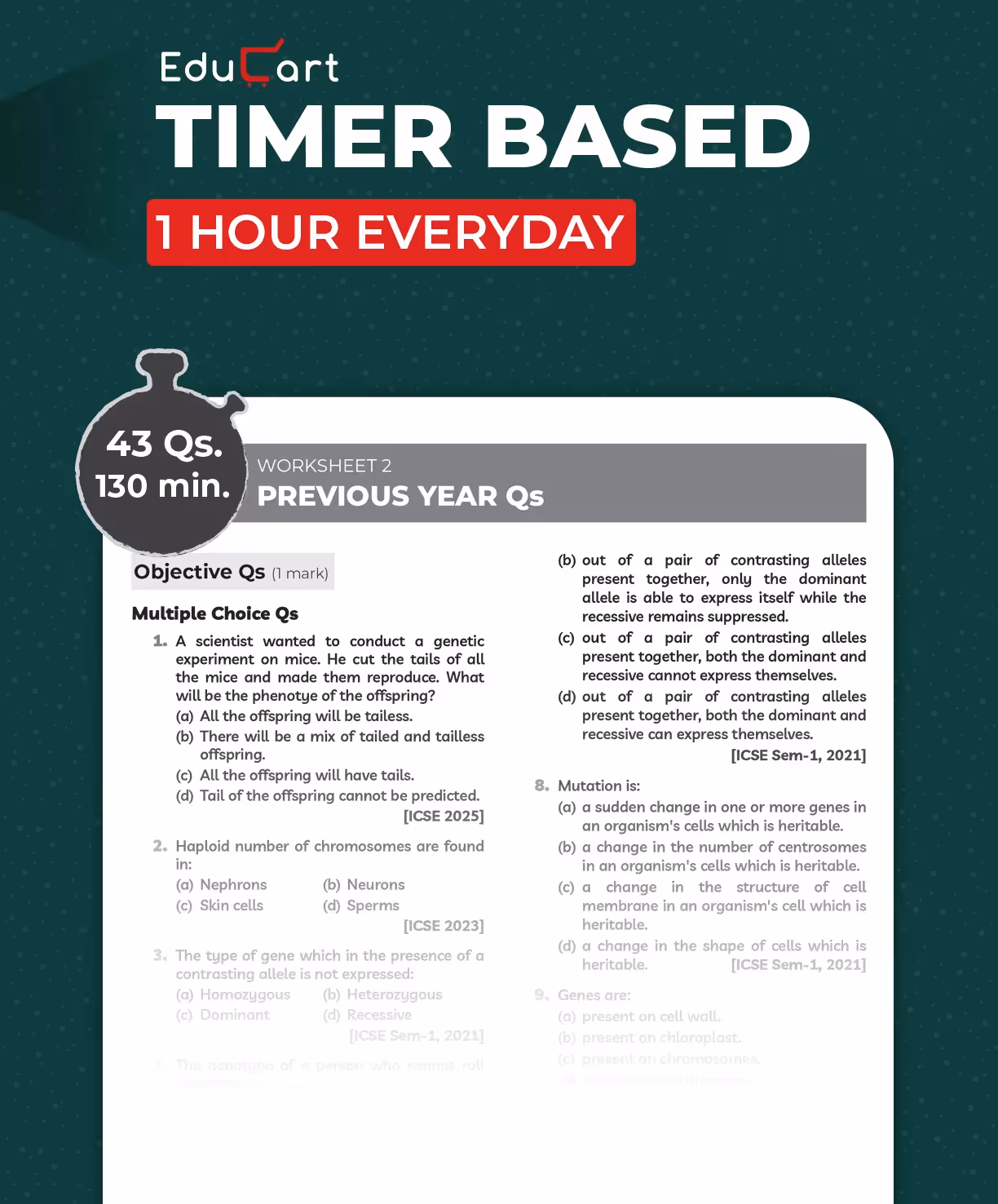 Educart ICSE Class 10 One-shot Question Bank 2026 Biology (strictly for 2025-26 boards)