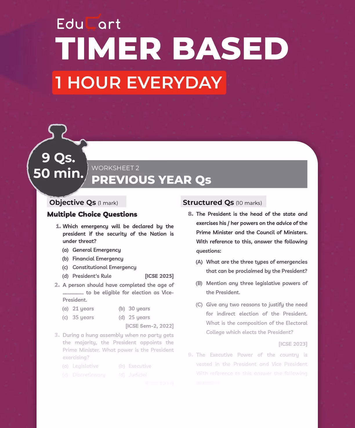 Educart ICSE Class 10 One-shot Question Bank 2026 History & Civics (strictly for 2025-26 boards)