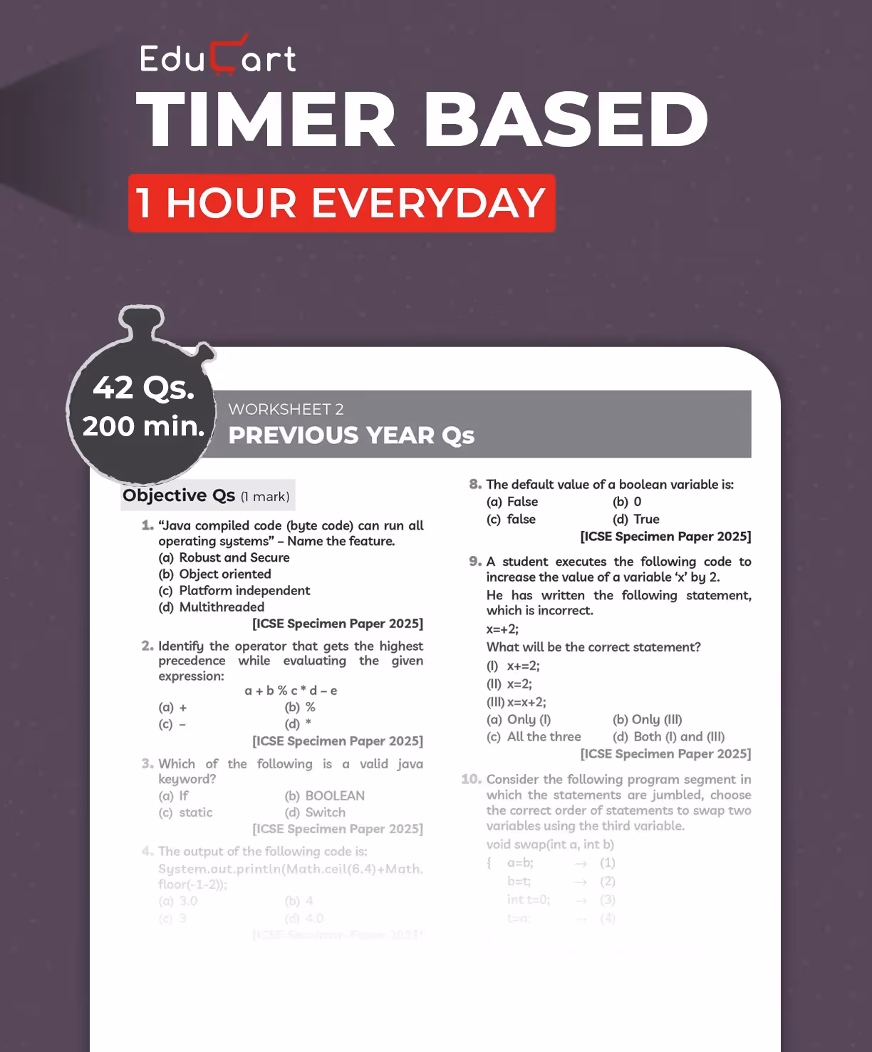 Educart ICSE Class 10 One-shot Question Bank 2026 Computer Applications (strictly for 2025-26 boards)