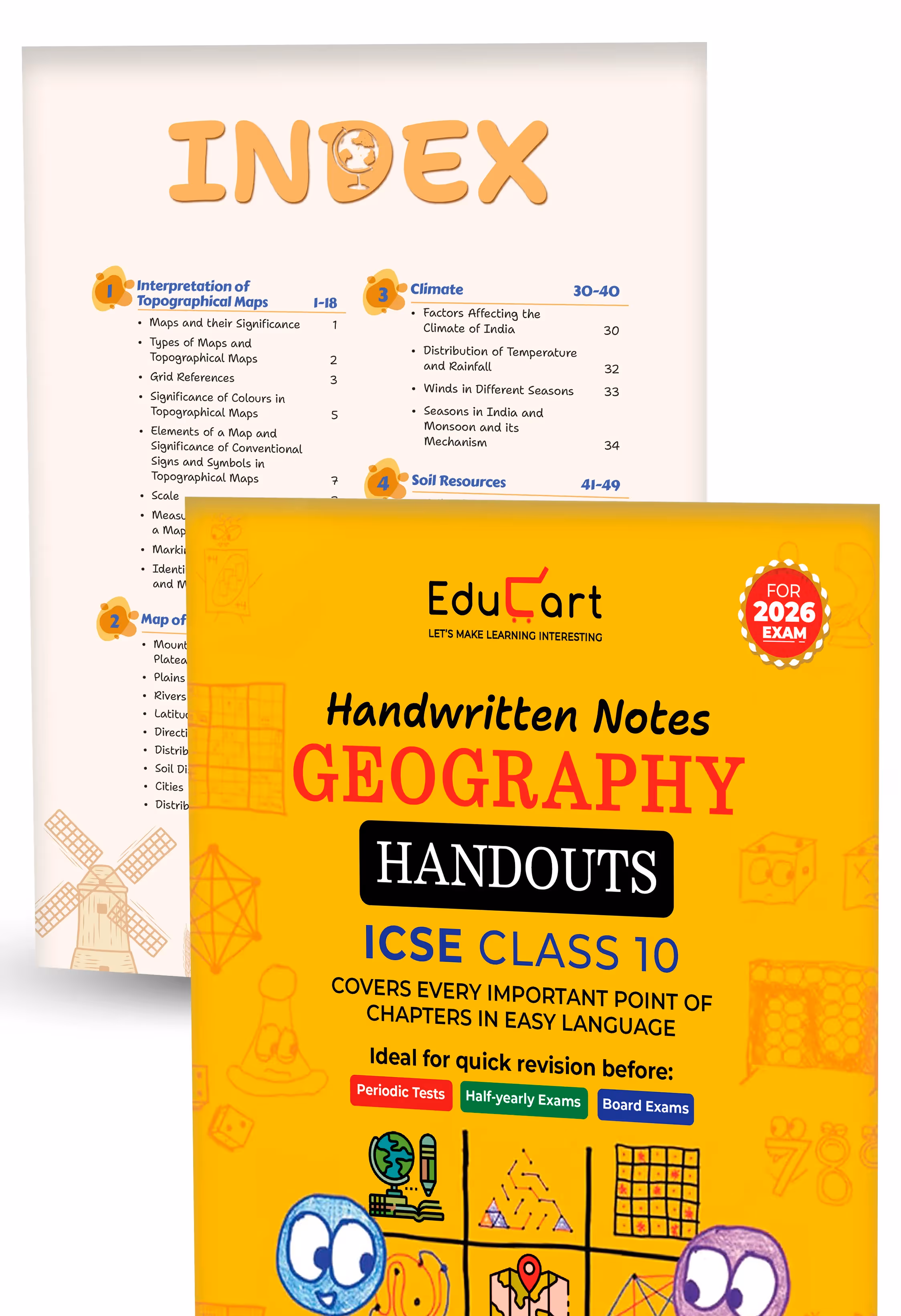 Educart Handouts ICSE Class 10 Handwritten Notes 2026 – Geography, History & Civics and Mathematics (for PTs, half-yearly and board exam 2025-26)
