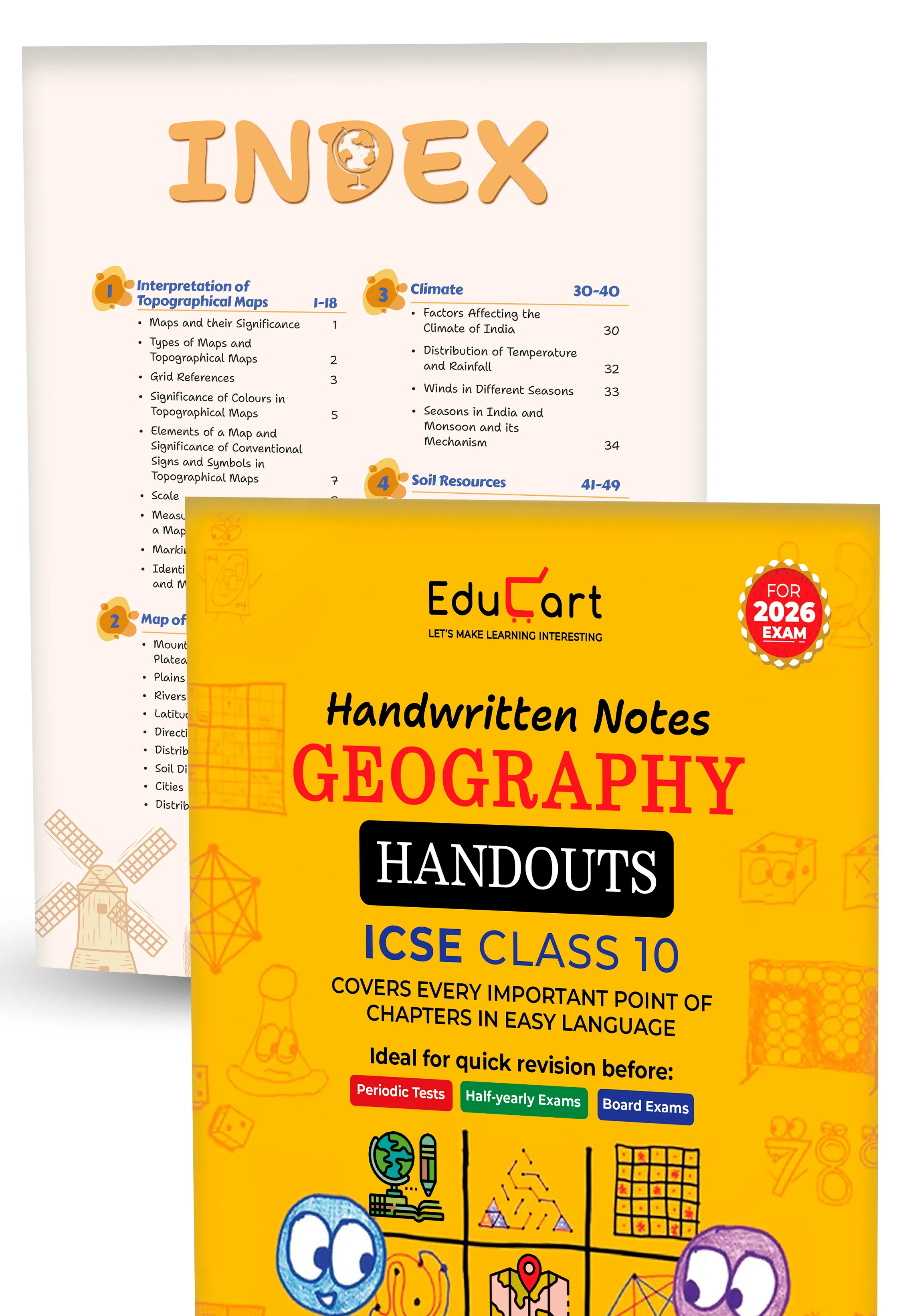 Educart Handouts ICSE Class 10 Handwritten Notes 2026 – Geography, History & Civics and Mathematics (for PTs, half-yearly and board exam 2025-26)
