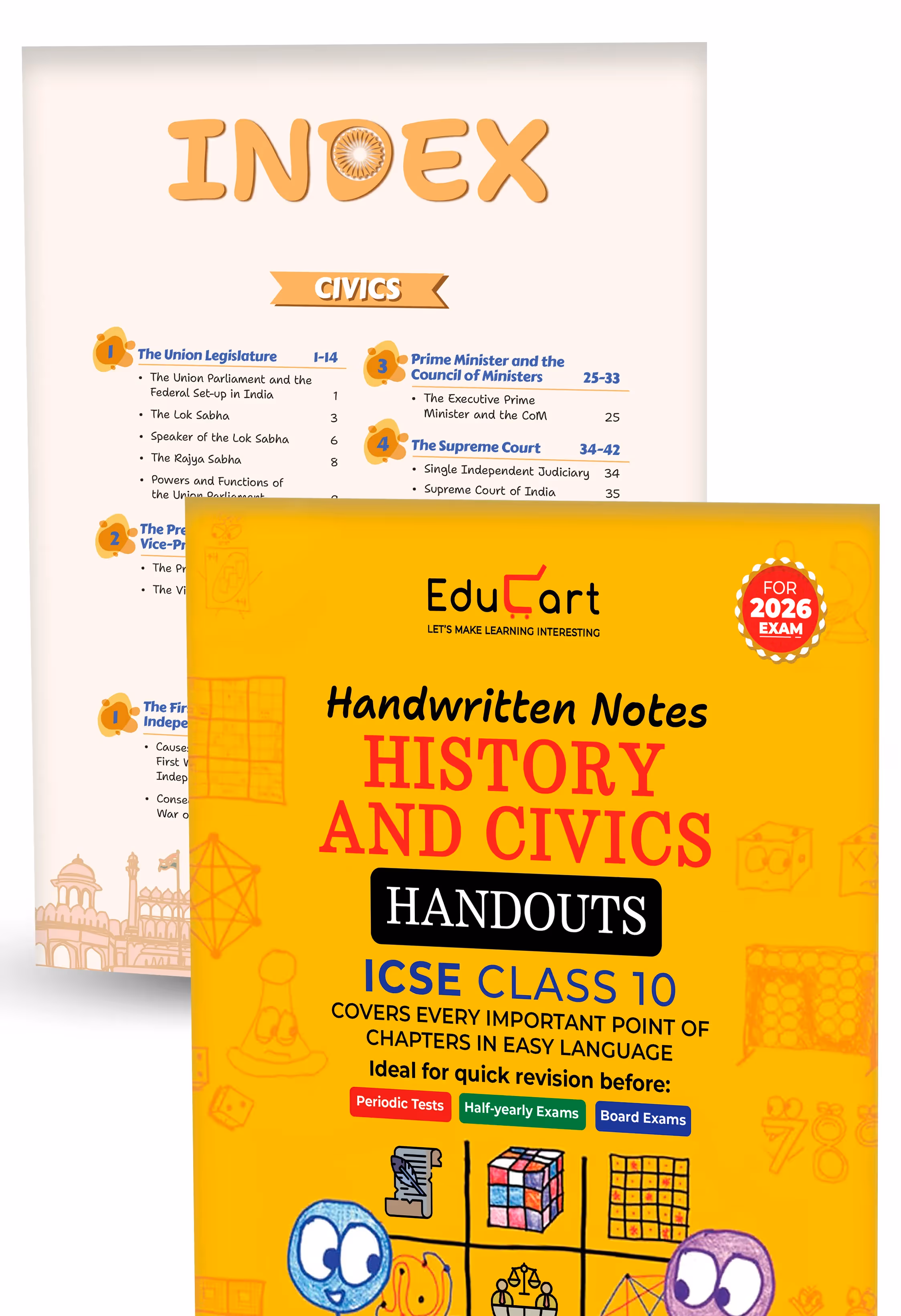 Educart Handouts ICSE Class 10 Handwritten Notes 2026 – Geography, History & Civics and Mathematics (for PTs, half-yearly and board exam 2025-26)