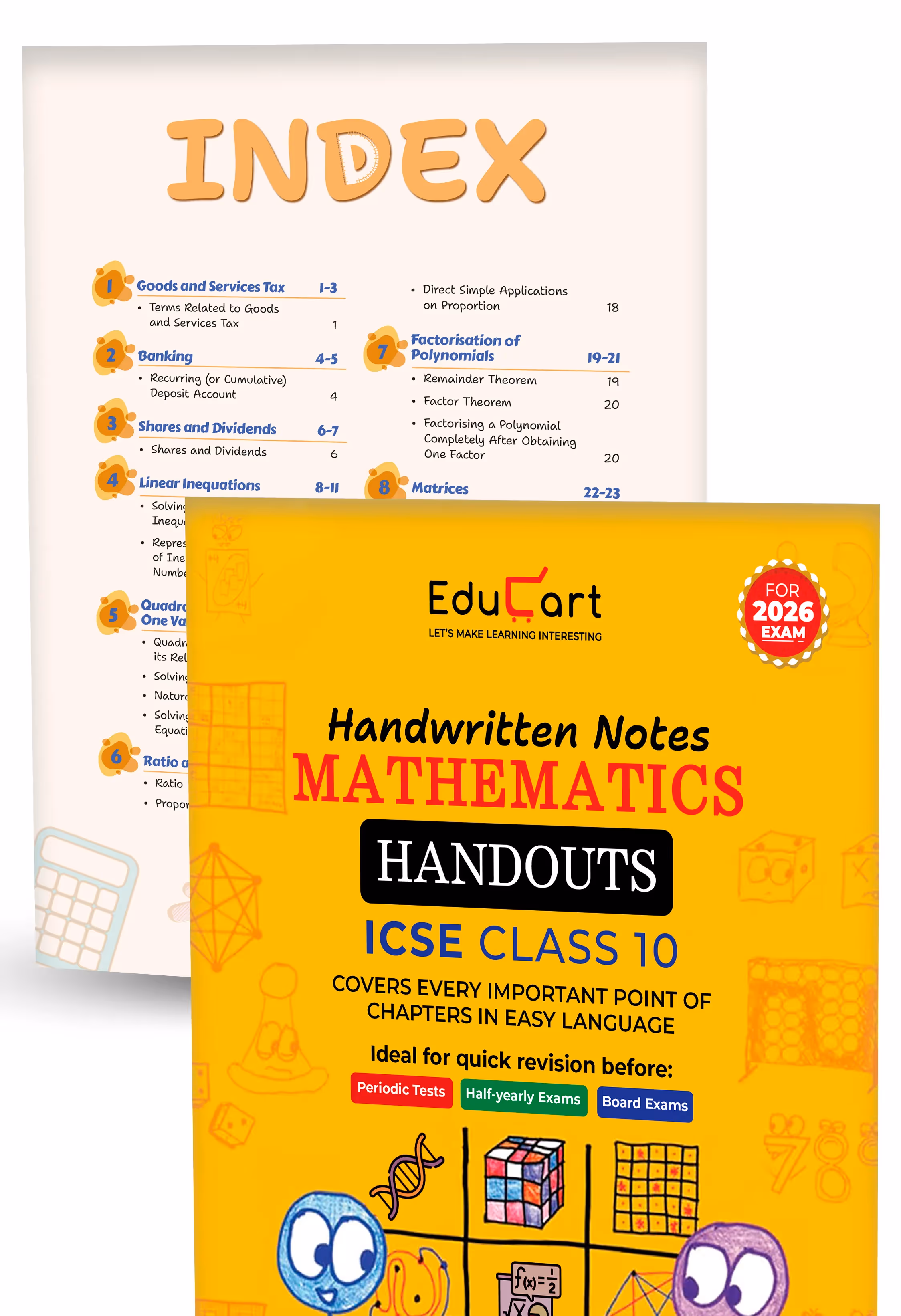 Educart Handouts ICSE Class 10 Handwritten Notes 2026 – Geography, History & Civics and Mathematics (for PTs, half-yearly and board exam 2025-26)