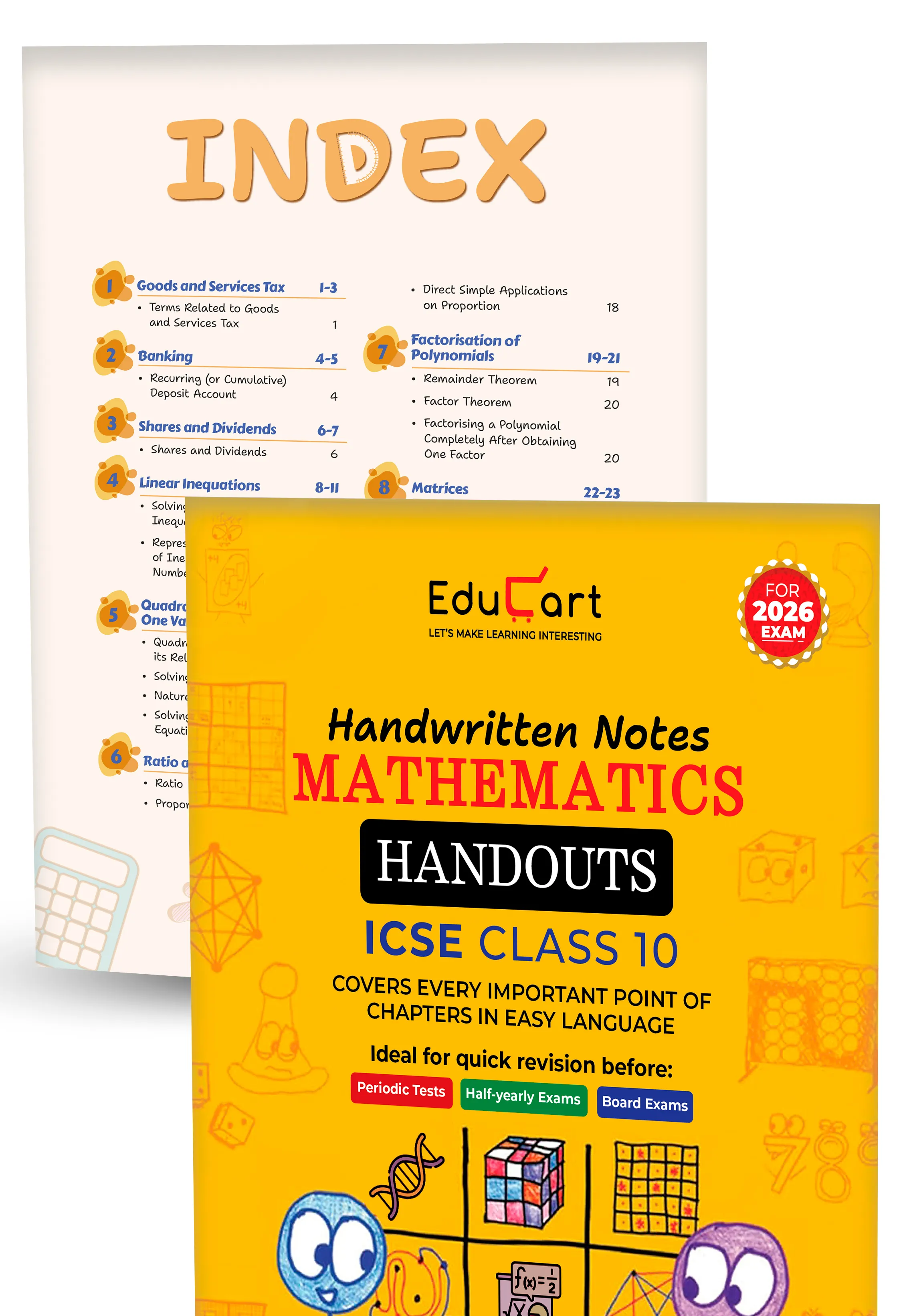 Educart Handouts ICSE Class 10 Handwritten Notes 2026 – Geography, History & Civics and Mathematics (for PTs, half-yearly and board exam 2025-26)