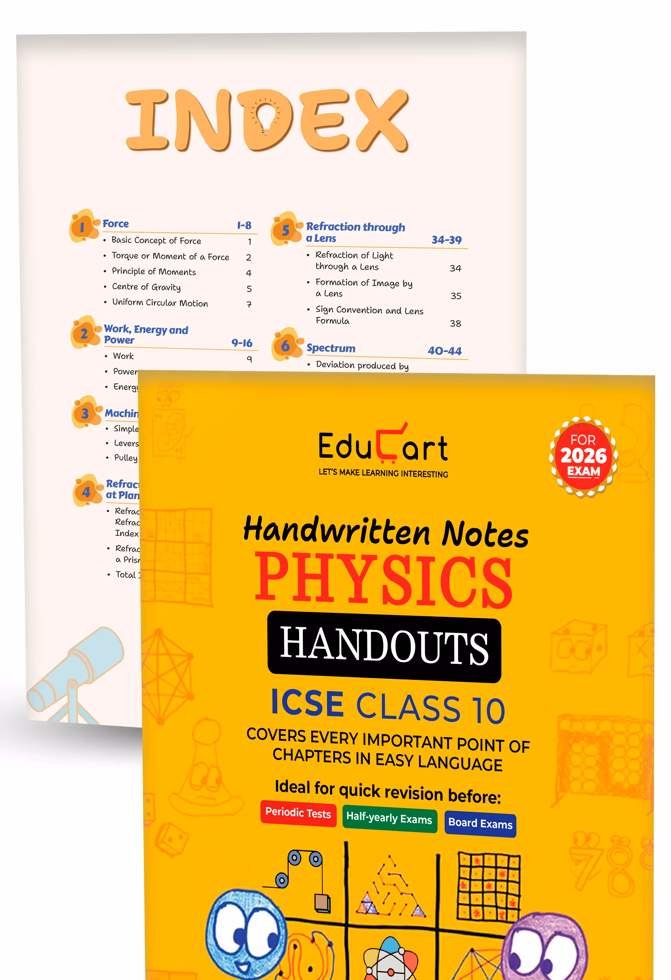 Educart Handouts ICSE Class 10 Handwritten Notes 2026 – Physics, Chemistry and Biology (for PTs, half-yearly and board exam 2025-26)