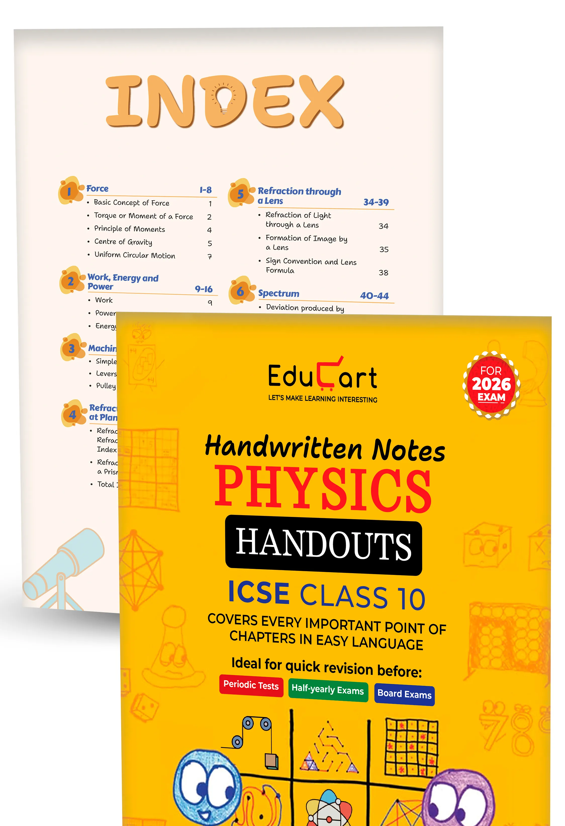 Educart Handouts ICSE Class 10 Handwritten Notes 2026 – Physics, Chemistry and Biology (for PTs, half-yearly and board exam 2025-26)