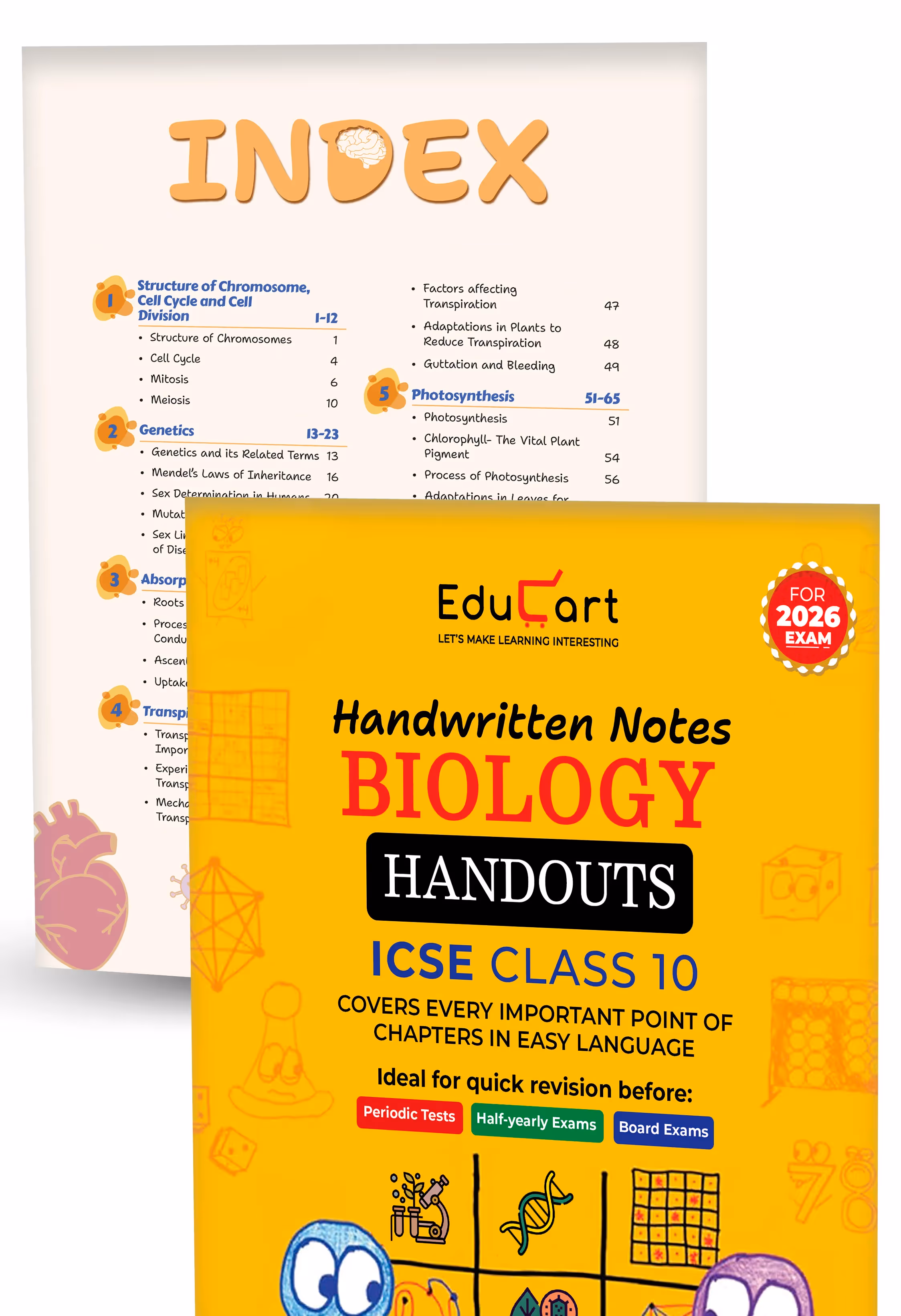 Educart Handouts ICSE Class 10 Handwritten Notes 2026 – Physics, Chemistry and Biology (for PTs, half-yearly and board exam 2025-26)