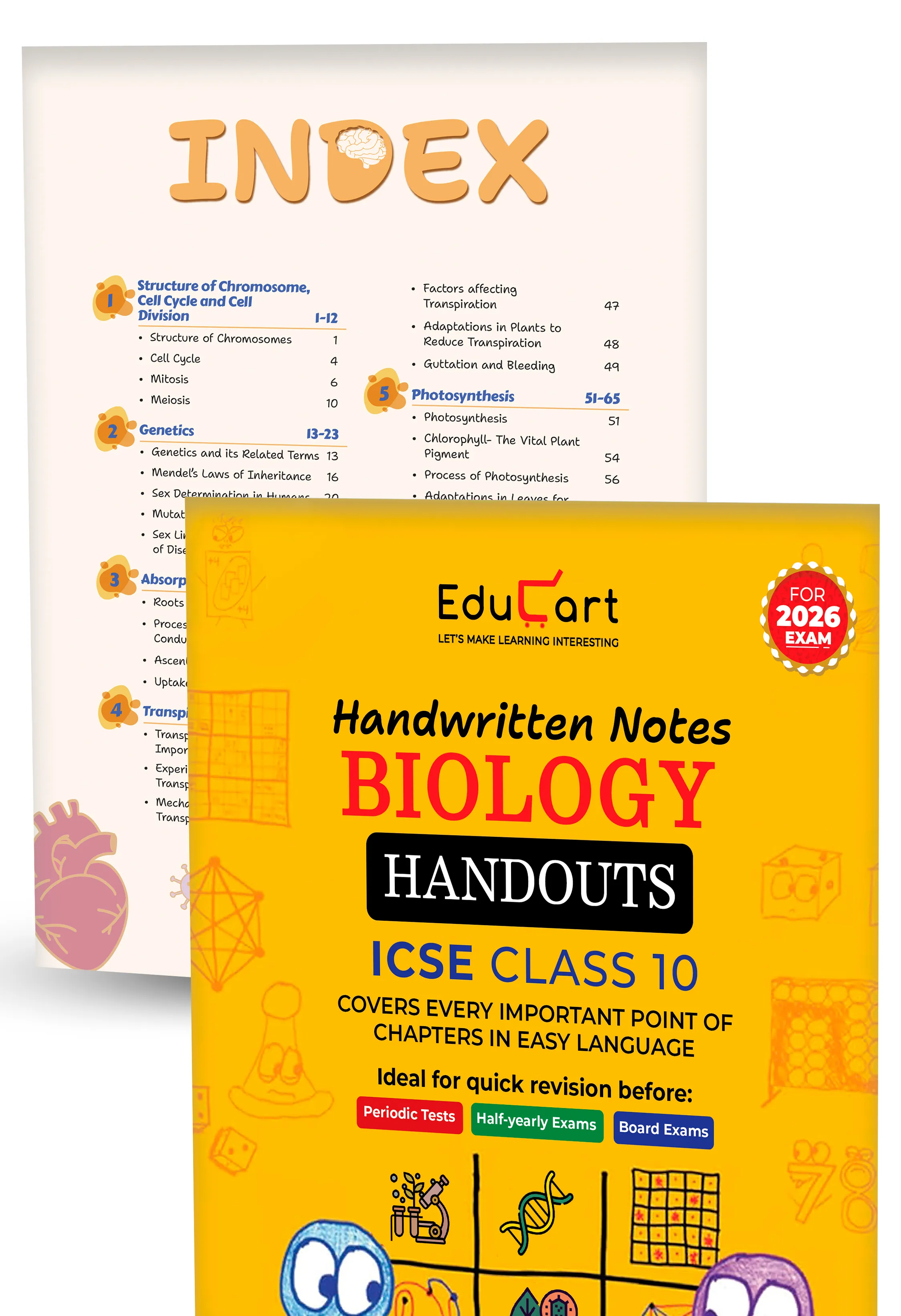 Educart Handouts ICSE Class 10 Handwritten Notes 2026 – Physics, Chemistry and Biology (for PTs, half-yearly and board exam 2025-26)
