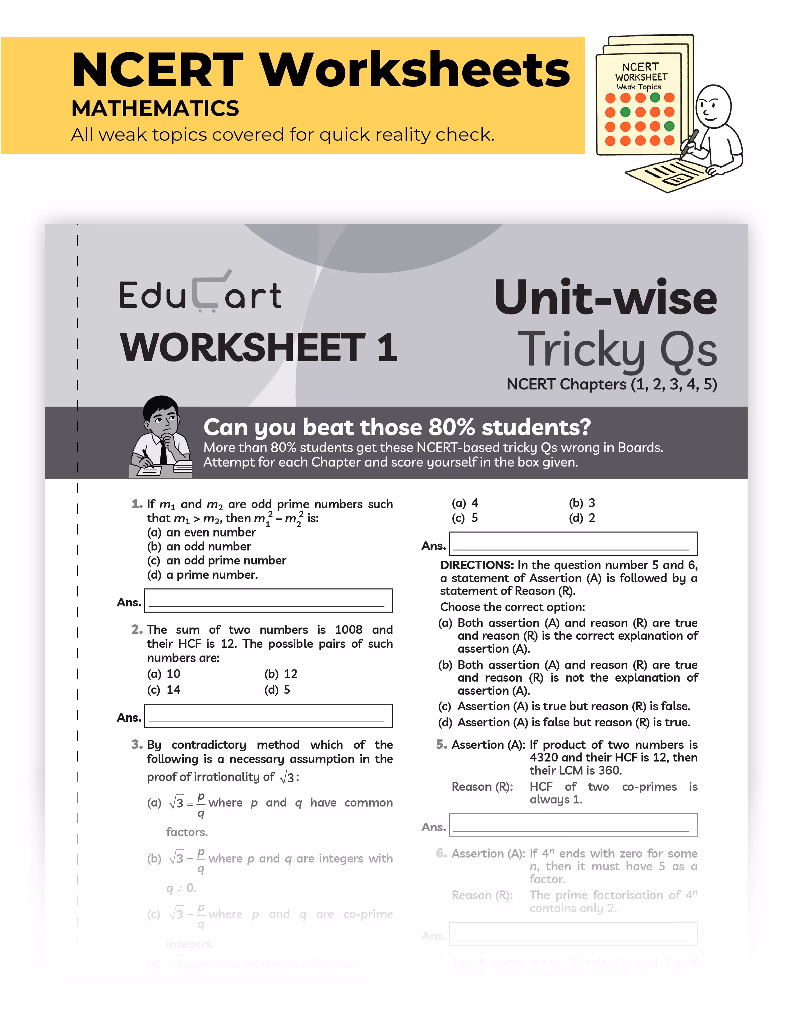 Educart CBSE Sample Paper Class 10 2025-26 Mathematics Standard (Introducing exclusive step-by-step new practice concept on 2026 pattern)