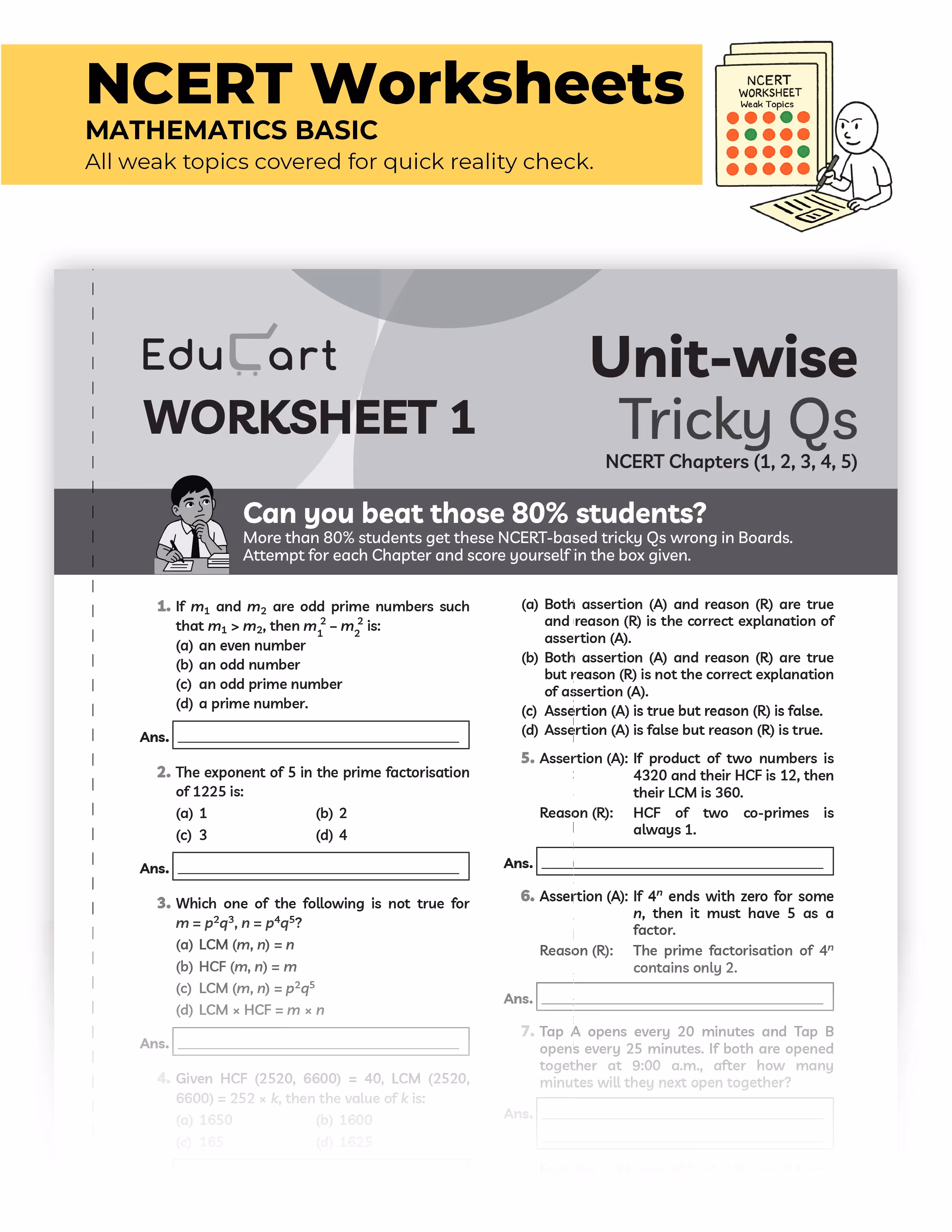 Educart CBSE Sample Paper Class 10 2025-26 Mathematics Basic (Introducing exclusive step-by-step new practice concept on 2026 pattern)