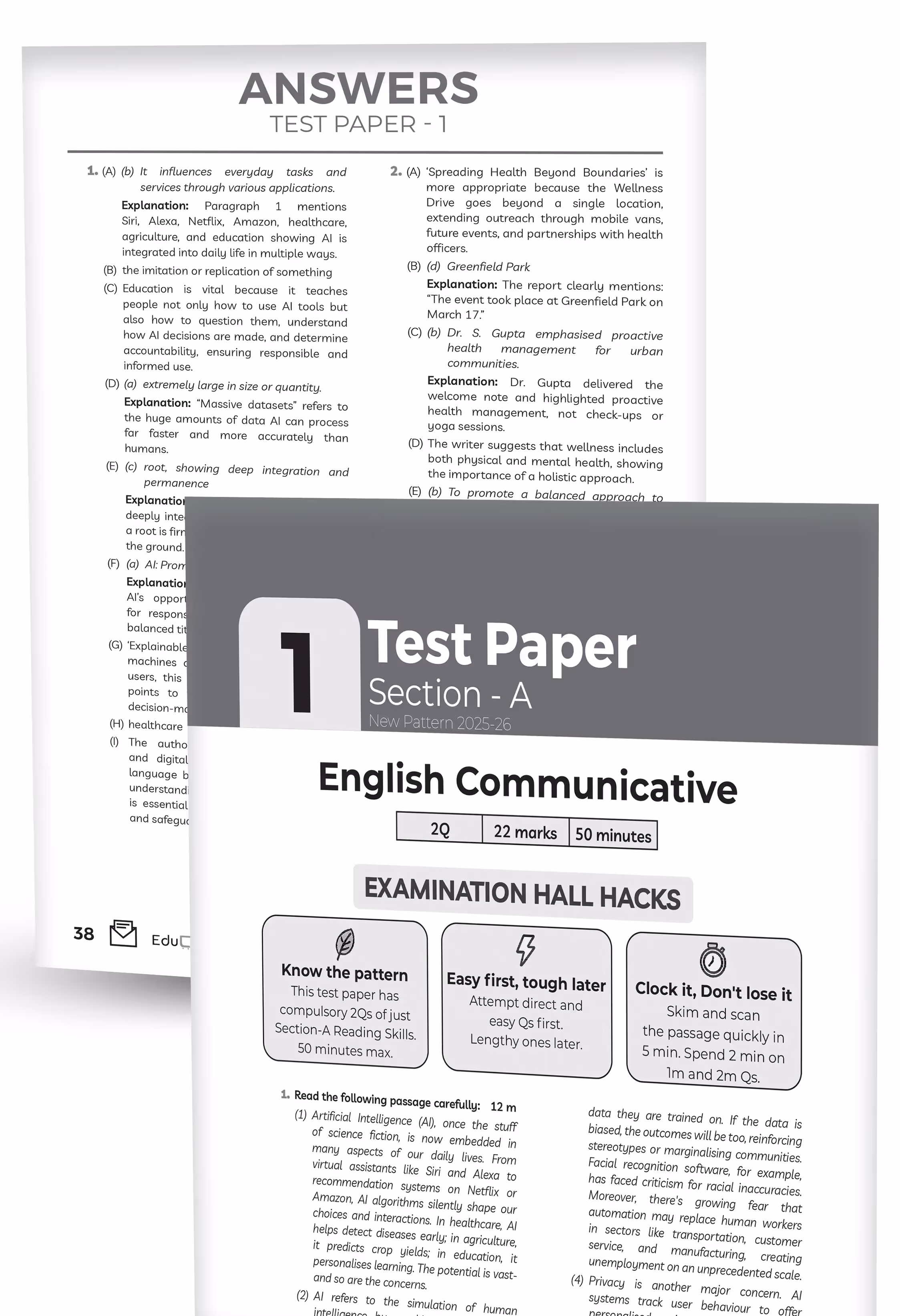 Educart CBSE Sample Paper Class 10 2025-26 English Communicative (Introducing exclusive step-by-step new practice concept on 2026 pattern)