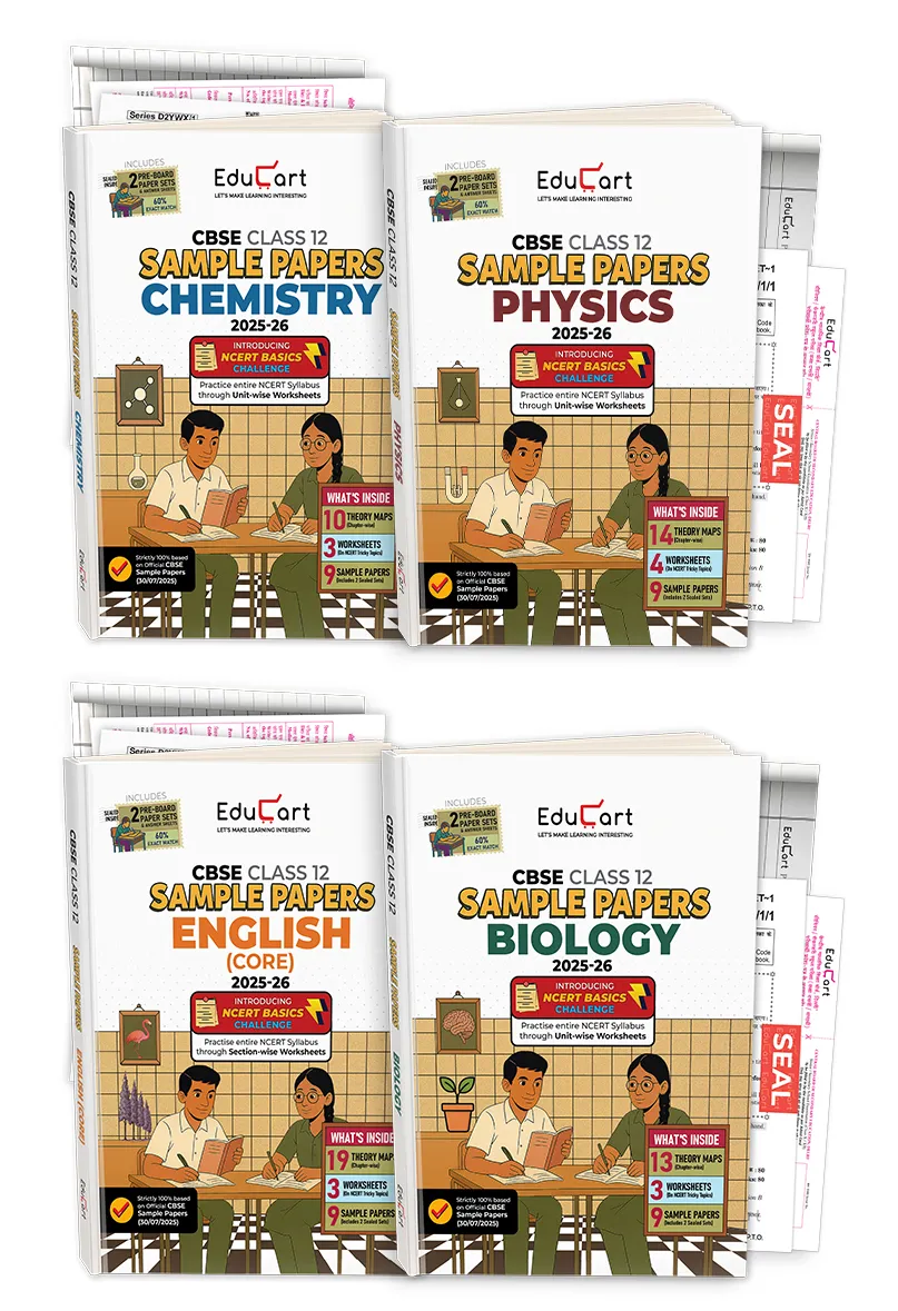 Educart CBSE Sample Paper Class 12 2025-26 - Physics, Chemistry, Biology, & English (Based on latest CBSE Sample Papers Released on 30-07-25) Set for 4 books For 2026 Board Exam