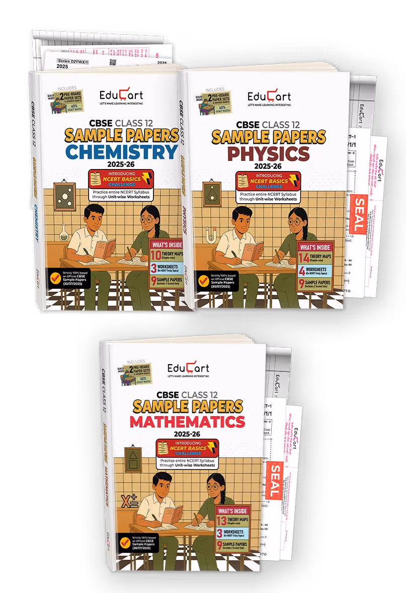 Educart CBSE Sample Paper Class 12 2025-26 - Physics, Chemistry, & Mathematics (Based on latest CBSE Sample Papers Released on 30-07-25) Set for 3 books For 2026 Board Exam