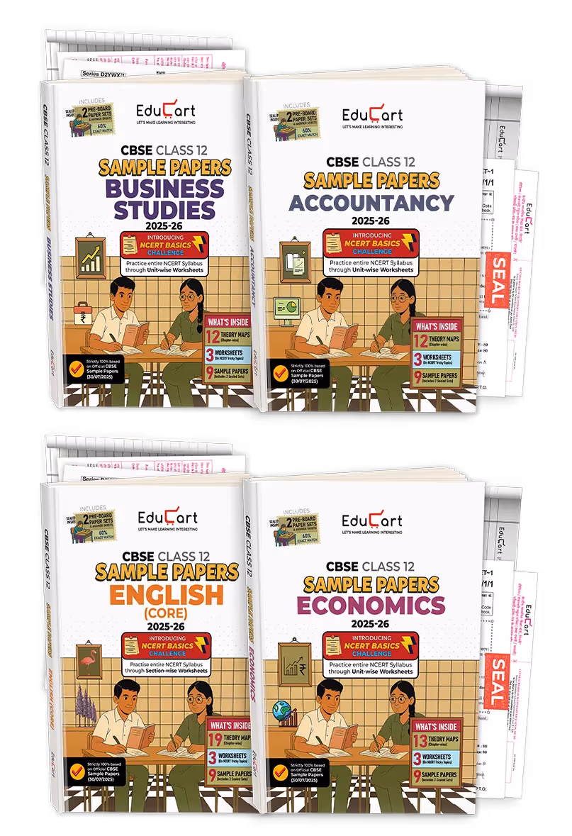 Educart CBSE Sample Paper Class 12 2026 - Accountancy, Business Studies, Economics & English (Based on latest CBSE Sample Papers Released on 30-07-25) Set for 4 books For 2025-26 Board Exam