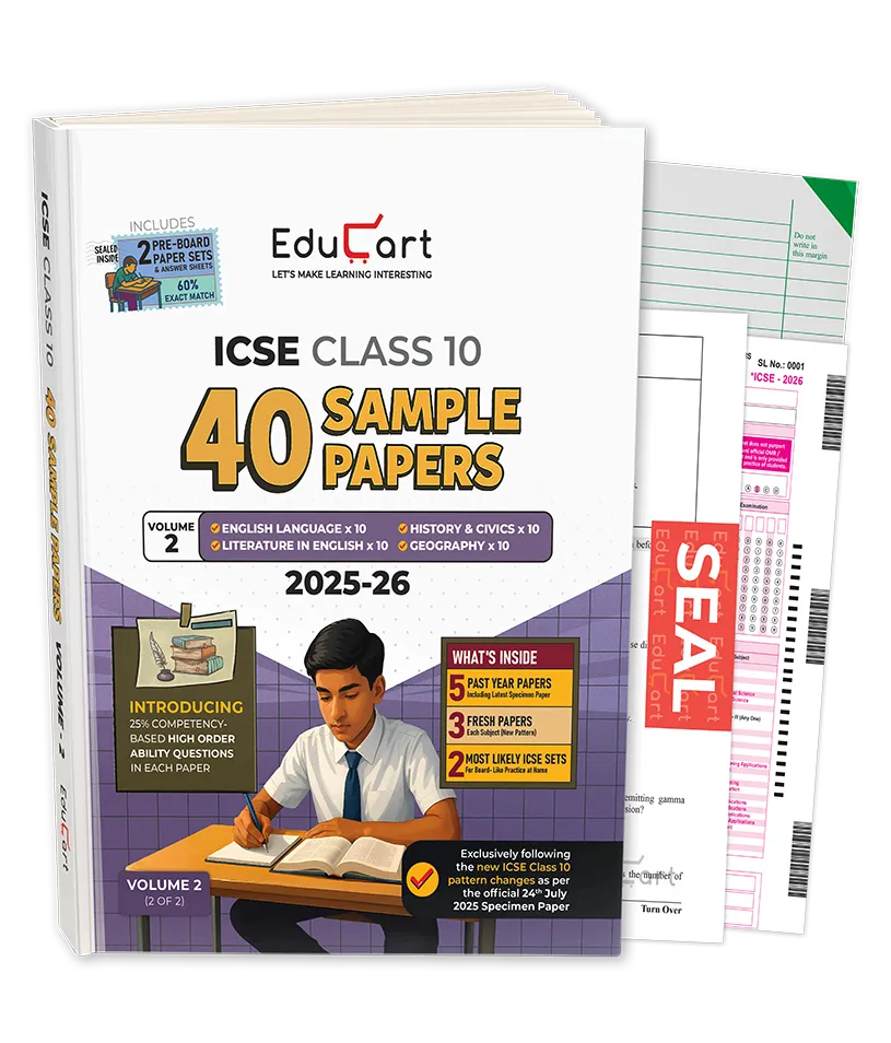 Educart ICSE Sample Paper Class 10 2026 (Volume 2) – History & Civics, Geography, English Language and Literature in English Books for 2025-26 Board Exam