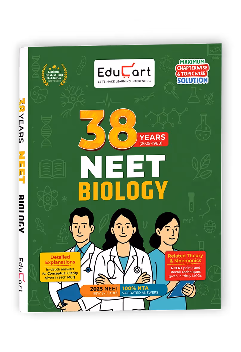 Educart NEET 38 Years Biology Solved Papers (PYQs) Chapterwise and Topicwise for NEET 2026 Exam