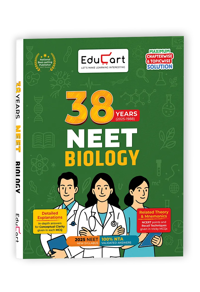 Educart NEET 38 Years Biology Solved Papers (PYQs) Chapterwise and Topicwise for NEET 2026 Exam