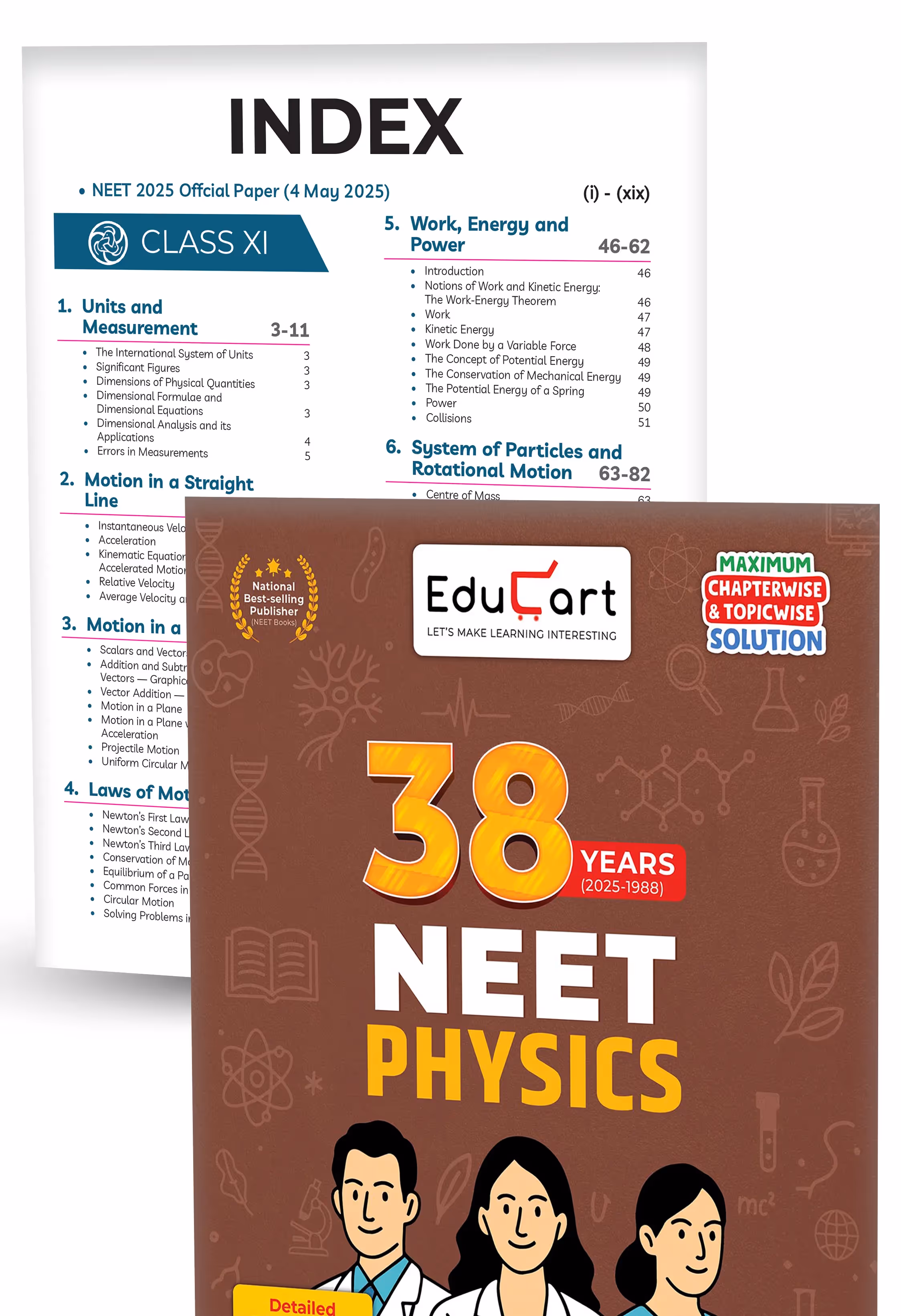 Educart 38 Years NEET Previous Year Solved Papers - Physics, Chemistry and Biology PYQ Combo Set of 3 Books (2025 - 1988) Chapterwise Topicwise Solutions For NEET Exam 2026