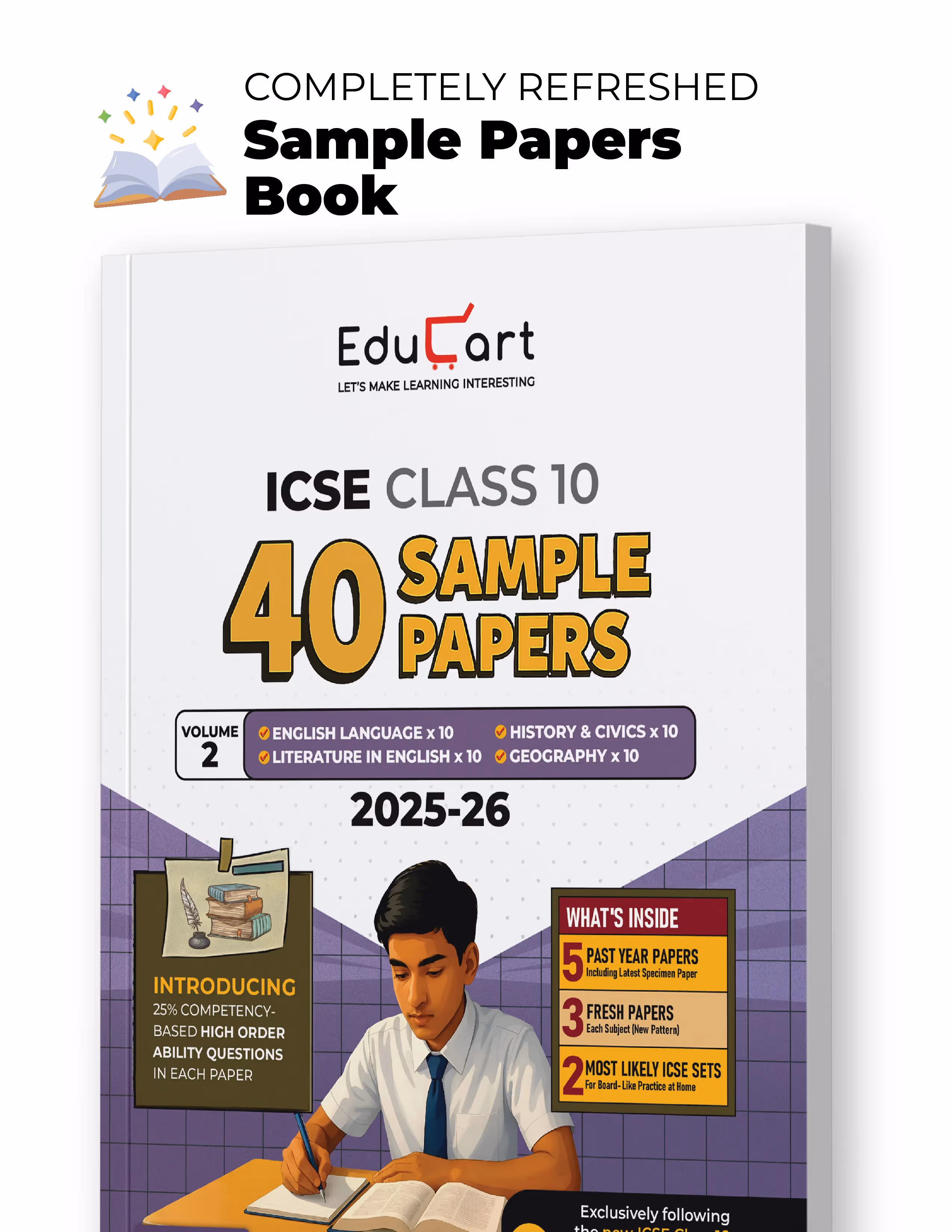 Educart ICSE Sample Paper Class 10 2026 (Volume 2) – History & Civics, Geography, English Language and Literature in English Books for 2025-26 Board Exam