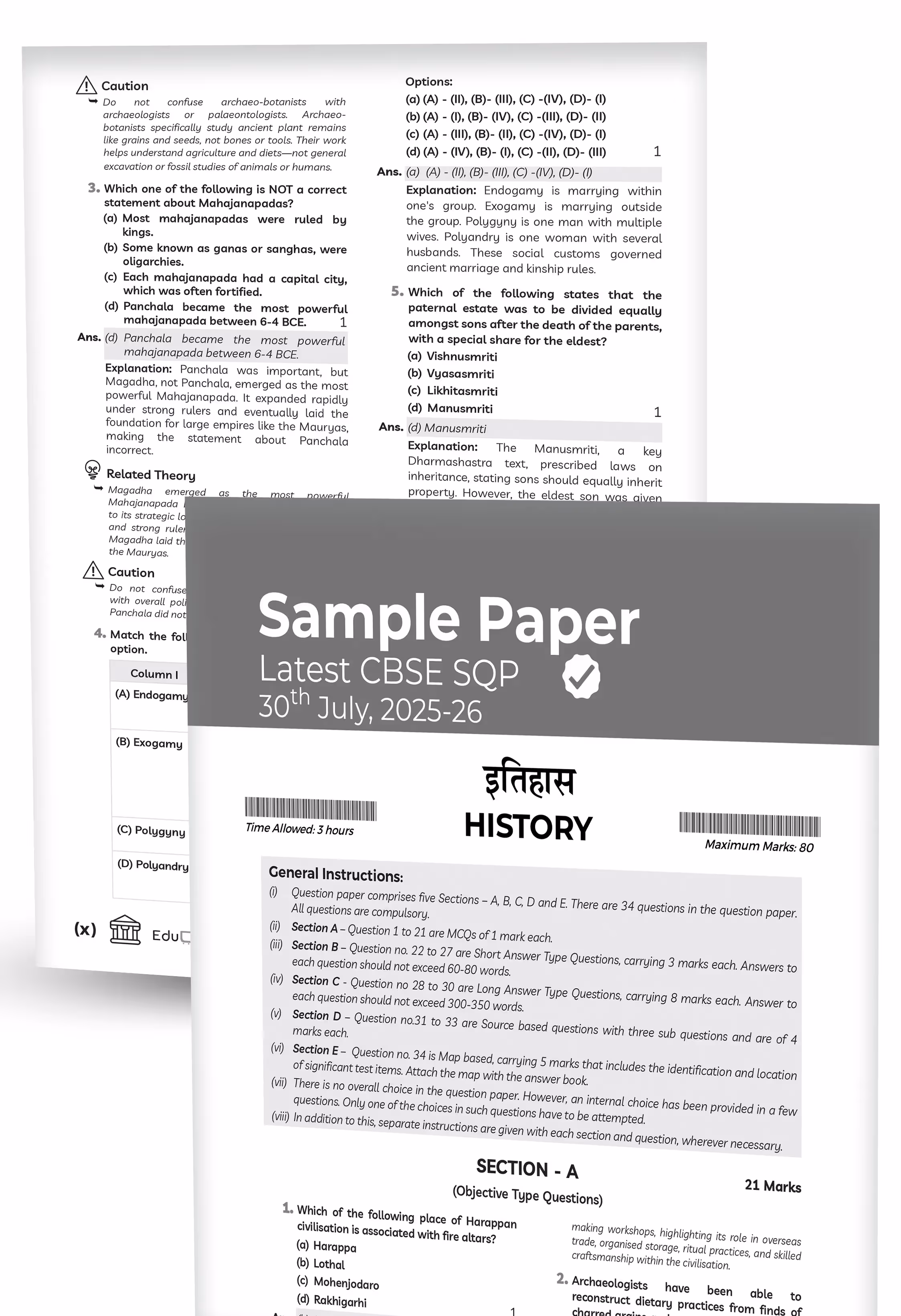Educart CBSE Sample Paper Class 12 2025-26 – History (Based on latest CBSE Sample Papers Released on 30-07-25) For 2026 Board Exam