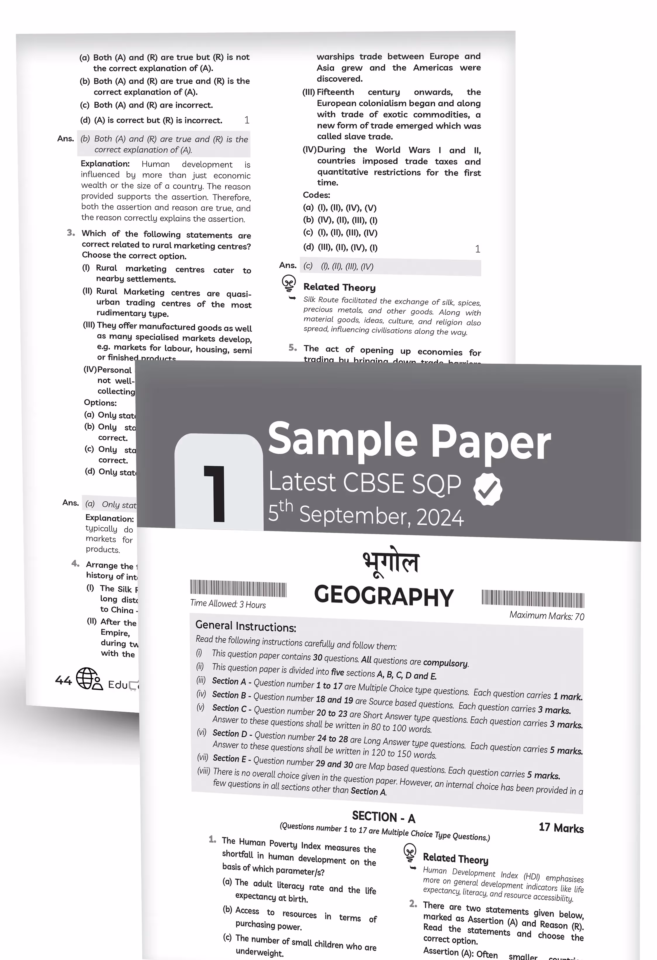 Educart CBSE Sample Paper Class 12 2025-26 – Geography (Based on latest CBSE Sample Papers Released on 30-07-25) For 2026 Board Exam