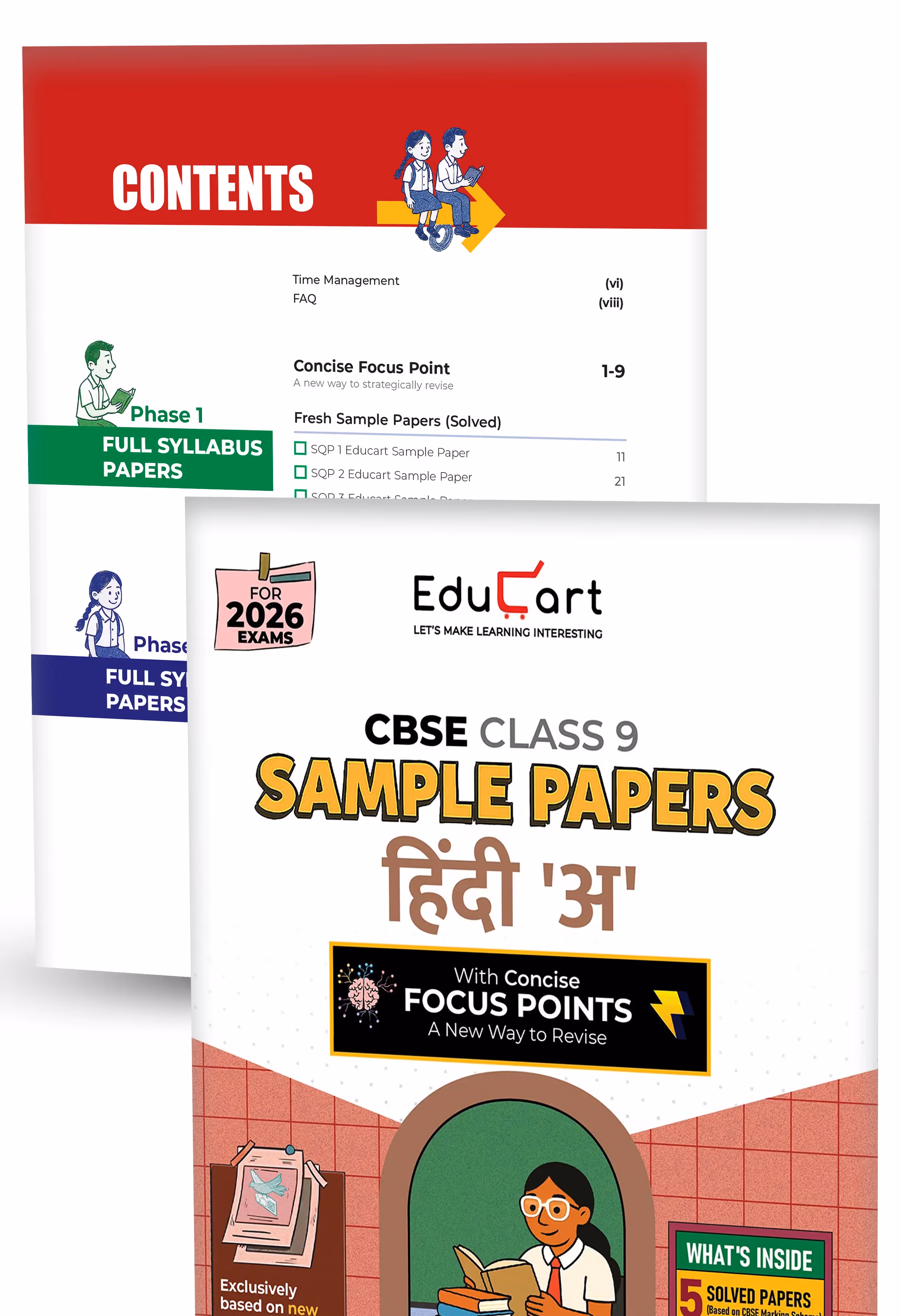 Educart CBSE Sample Paper Class 9 2025-26 - Science, Mathematics, Social Science, English & Hindi A (Introducing exclusive new practice concept on 2026 pattern) Set of 5 Books