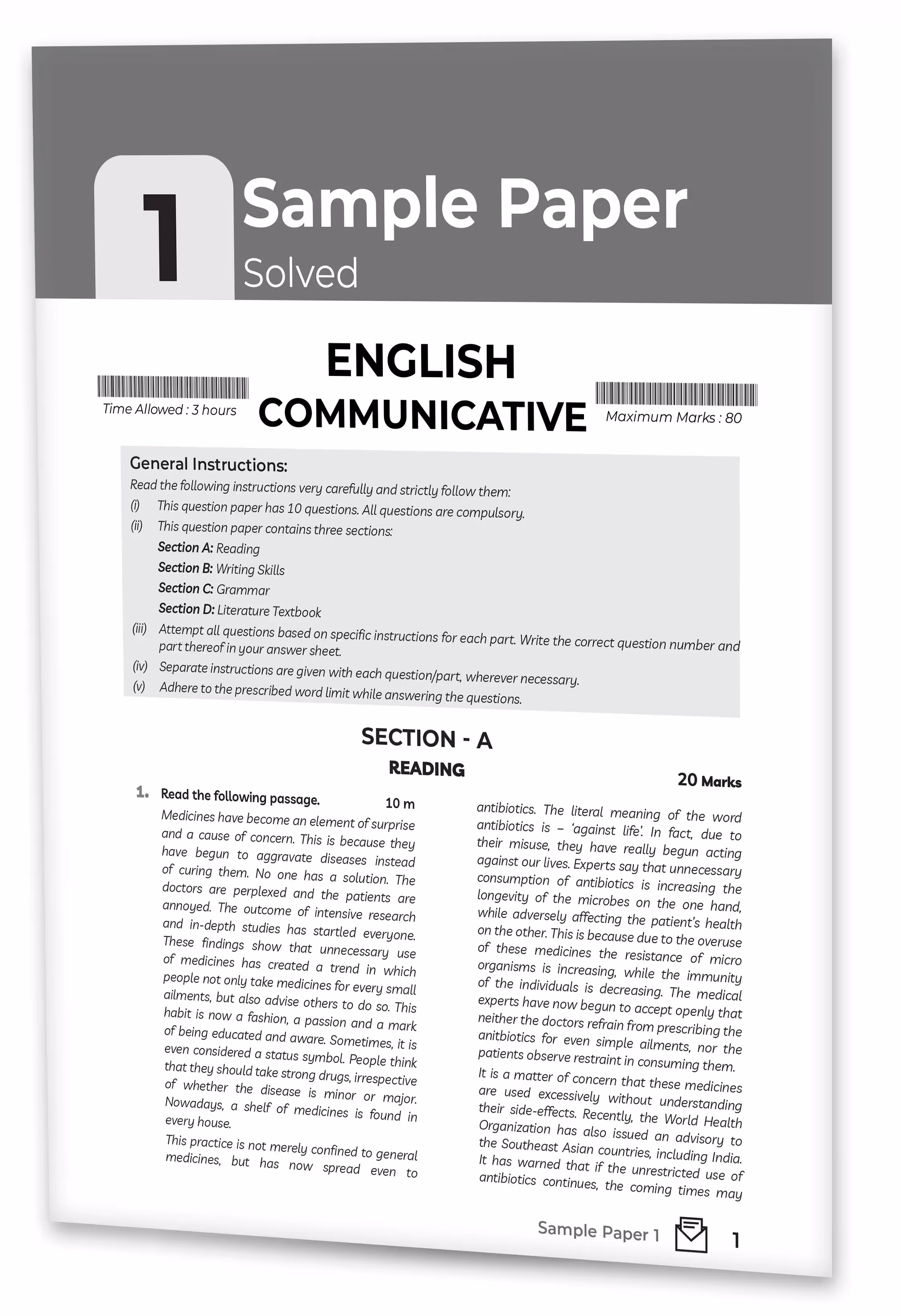 Educart CBSE Sample Paper Class 9 2025-26 English Communicative (Introducing exclusive new practice concept on 2026 pattern)