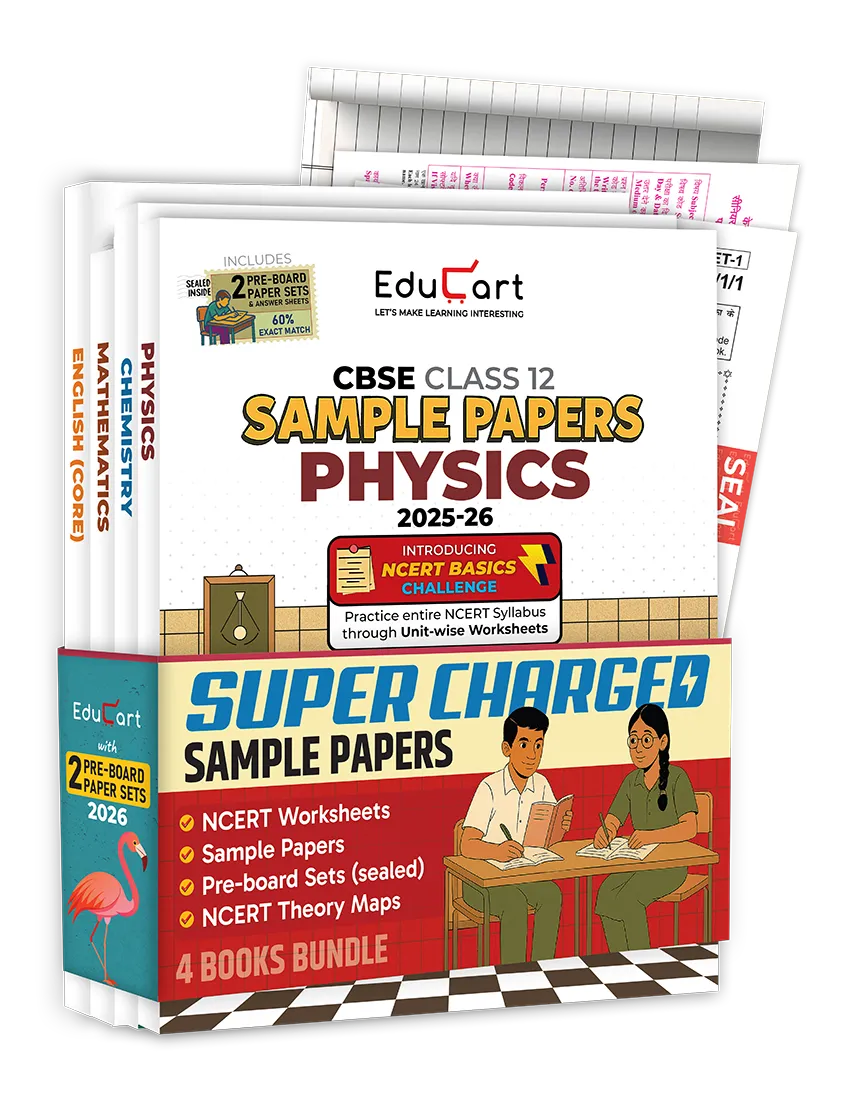 Educart CBSE Sample Paper Class 12 2025-26 - Physics, Chemistry, Mathematics, & English (Based on latest CBSE Sample Papers Released on 30-07-25) Set for 4 books For 2026 Board Exam