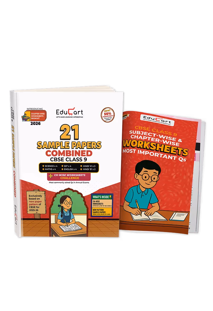 Educart CBSE Class 9 Combined Sample Papers 2025-26 With Chapter-wise Worksheets – Science, Mathematics, Social Science, English, Hindi A and Hindi B (for 2026)