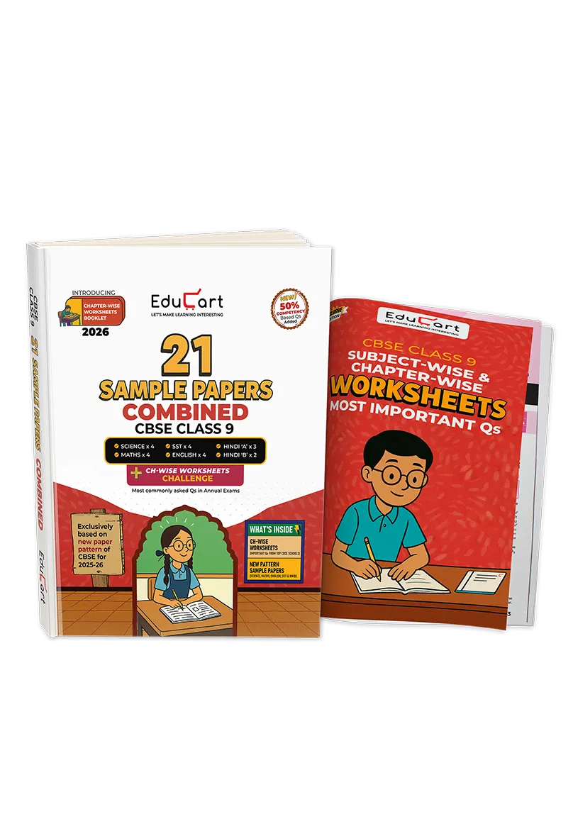 Educart CBSE Class 9 Combined Sample Papers 2025-26 With Chapter-wise Worksheets – Science, Mathematics, Social Science, English, Hindi A and Hindi B (for 2026)