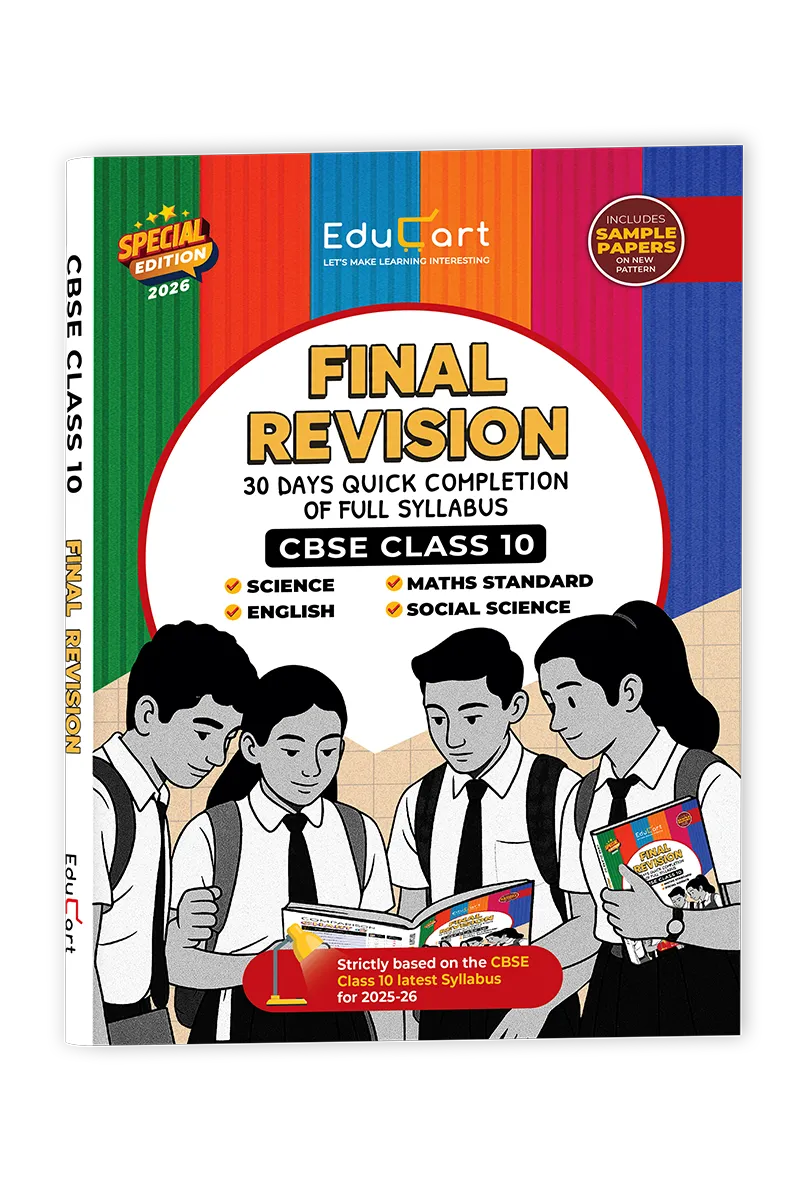 Educart CBSE Class 10 Final Revision Book 2026 - Mathematics + Science + Social Science + English (30 Days Quick Completion of Full Syllabus for 2025-26 Exam)
