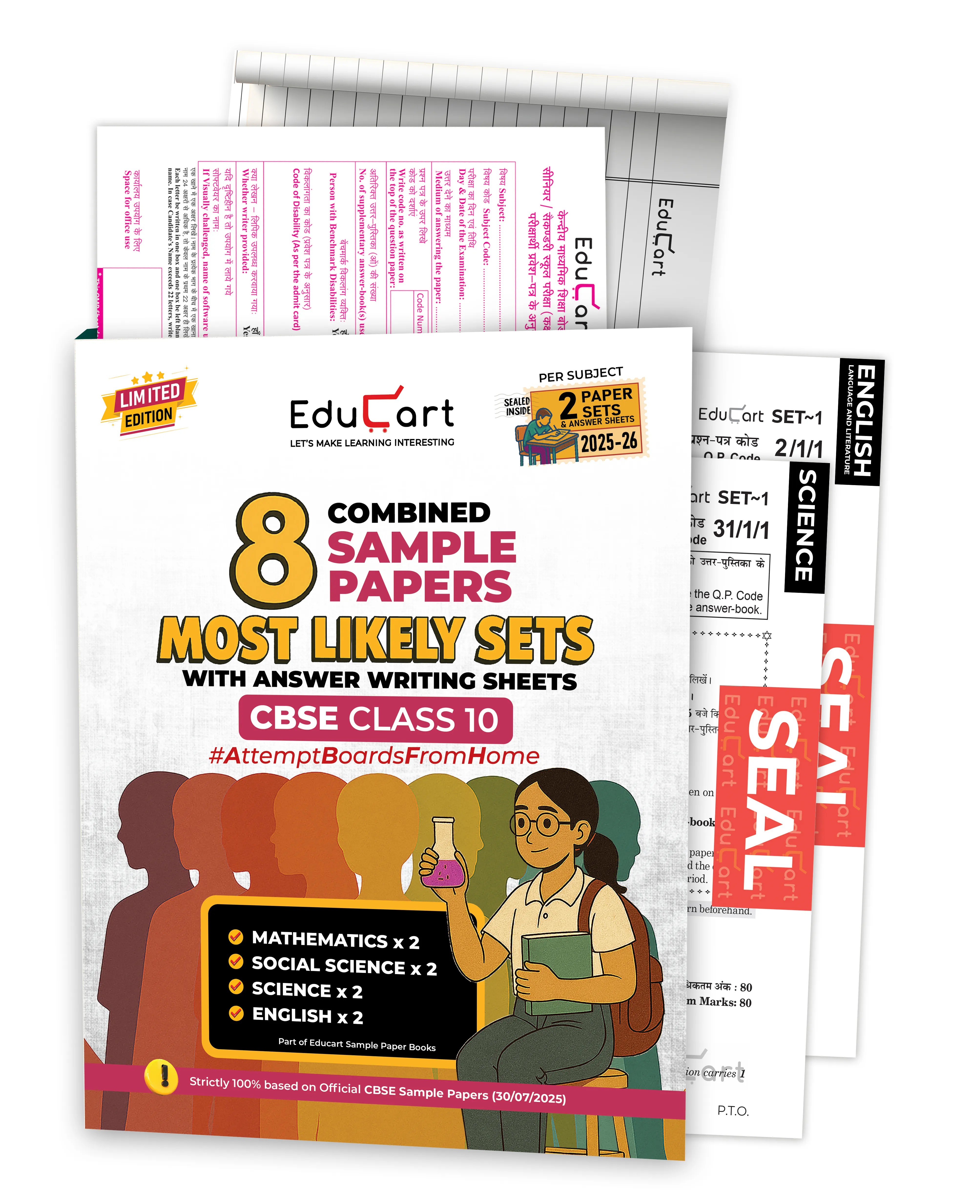 Educart CBSE Class 10 Combined Sample Papers - Science, Maths Standard, SST & English 2025-26 (Most Likely Sets 2026 Boards)