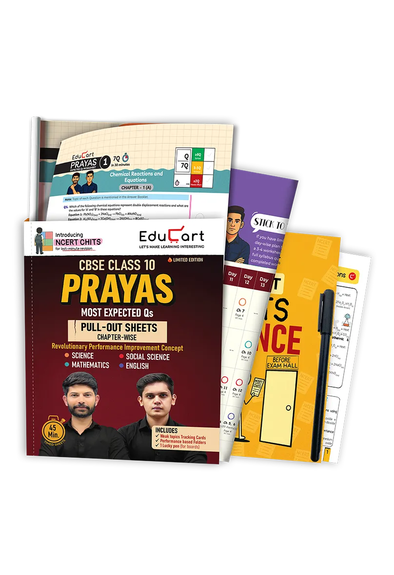 Educart CBSE Class 10 Science Maths English Social Science Prayaas 2025-26