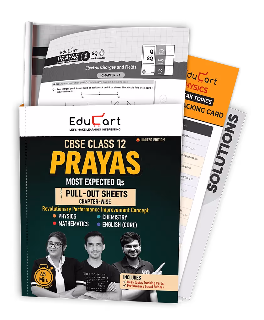 Educart PRAYAS CBSE Class 12 for 2026 Physics, Chemistry, Mathematics and English Core (Chapterwise Most Important Qs for 2025-26 Exam)