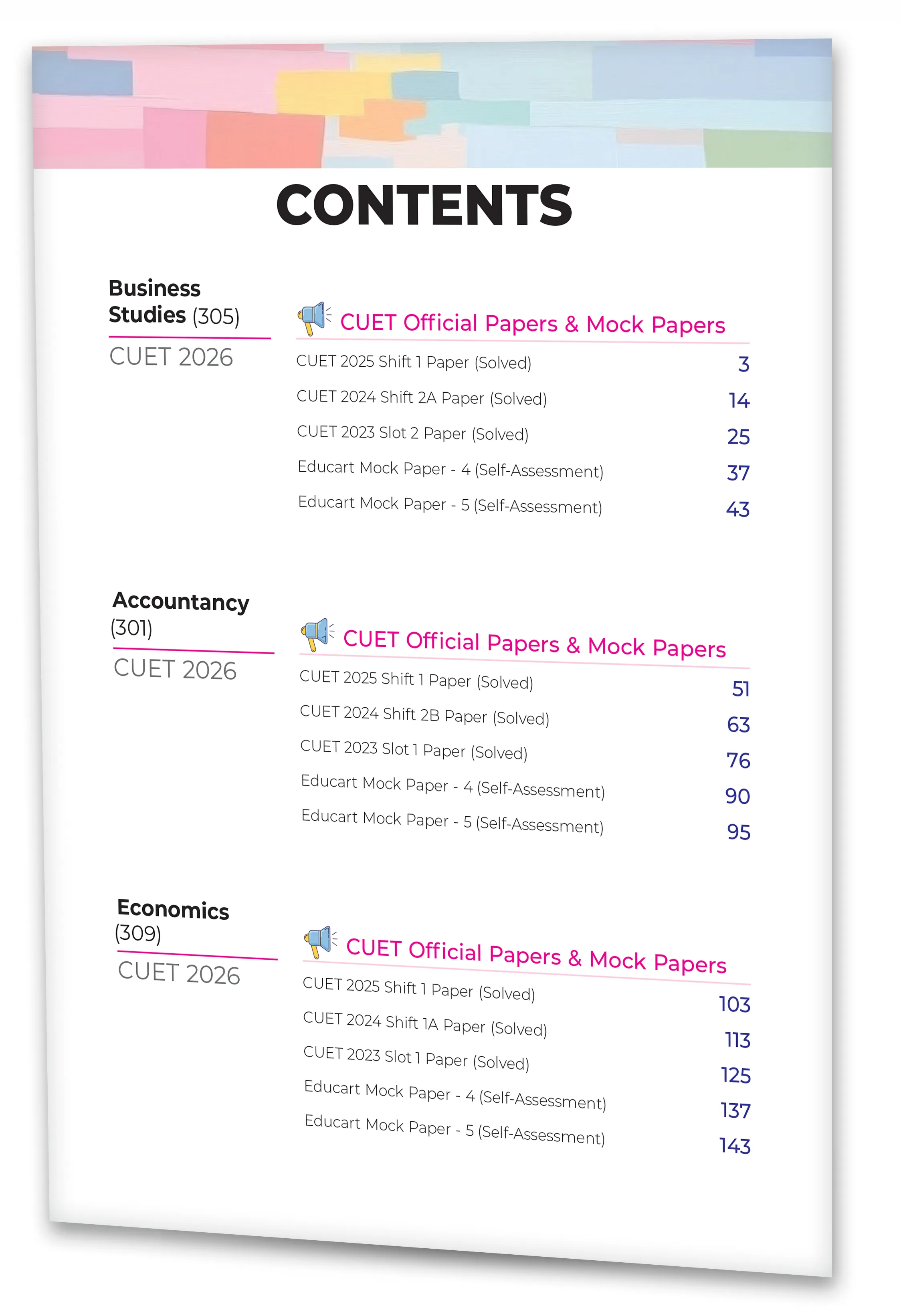 Educart 15 CUET 2026 UG Books Commerce Past Years and Mock Papers - Accountancy + Business Studies and Economics (Section II, New NTA syllabus)