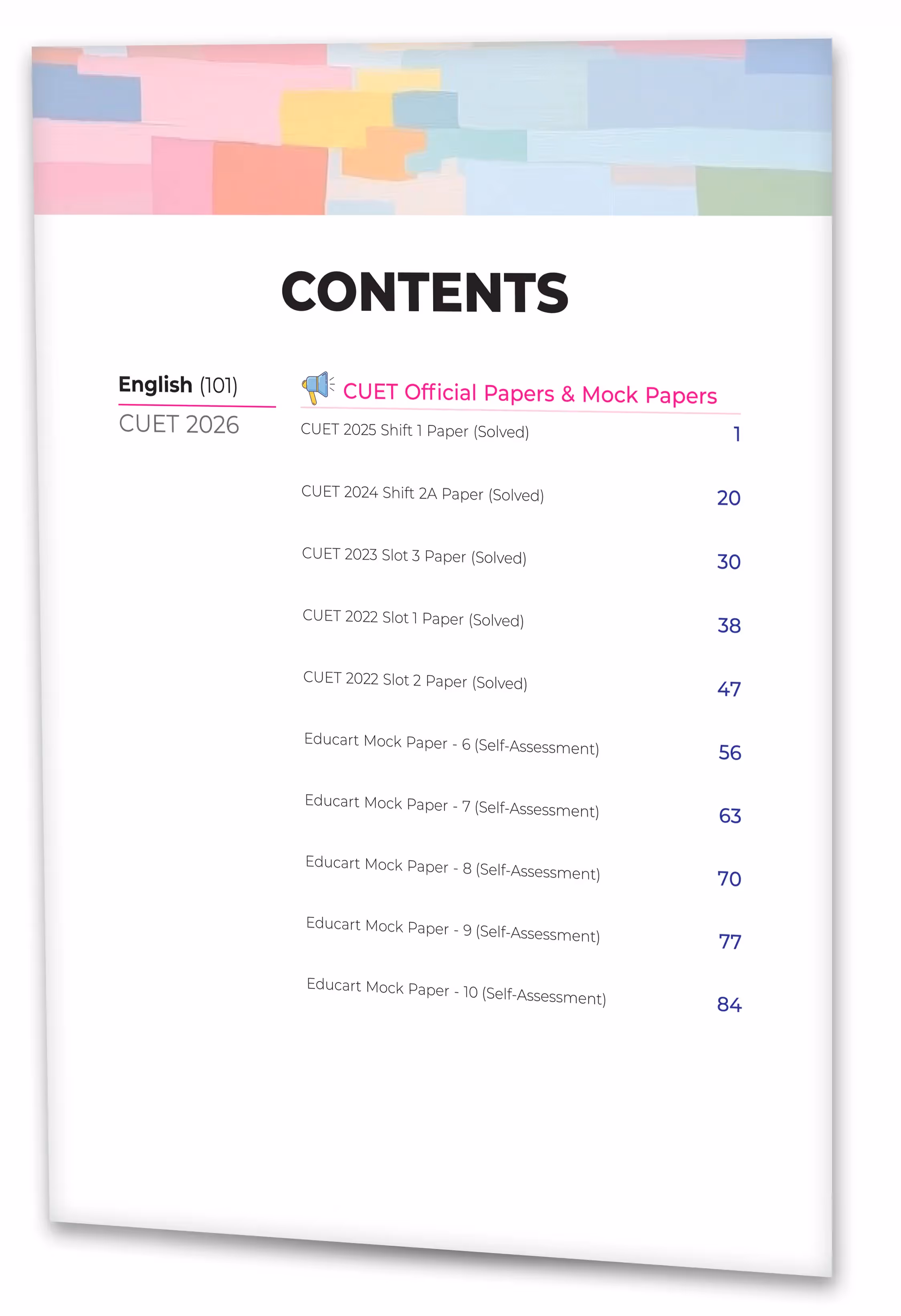 Educart 10 CUET 2026 UG Books English Past Years and Mock Papers - (Section IA, New NTA syllabus)
