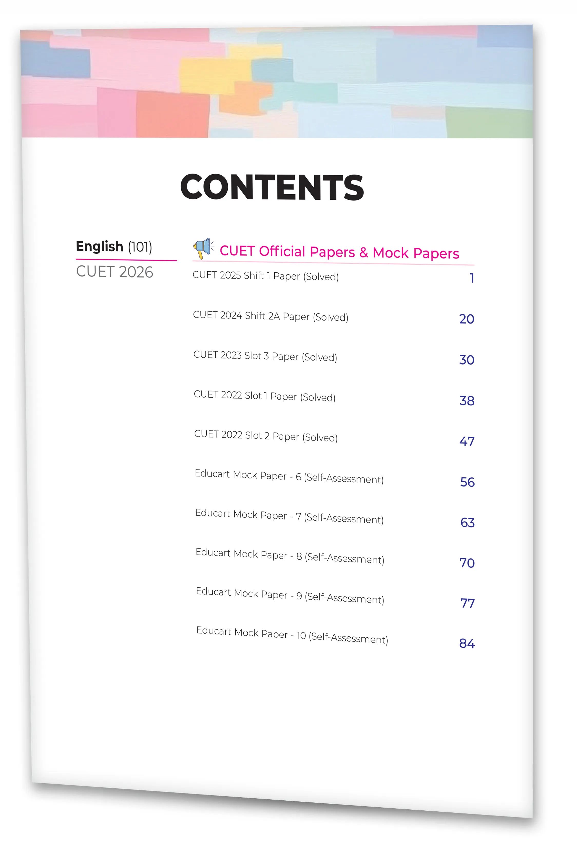 Educart 10 CUET 2026 UG Books English Past Years and Mock Papers - (Section IA, New NTA syllabus)